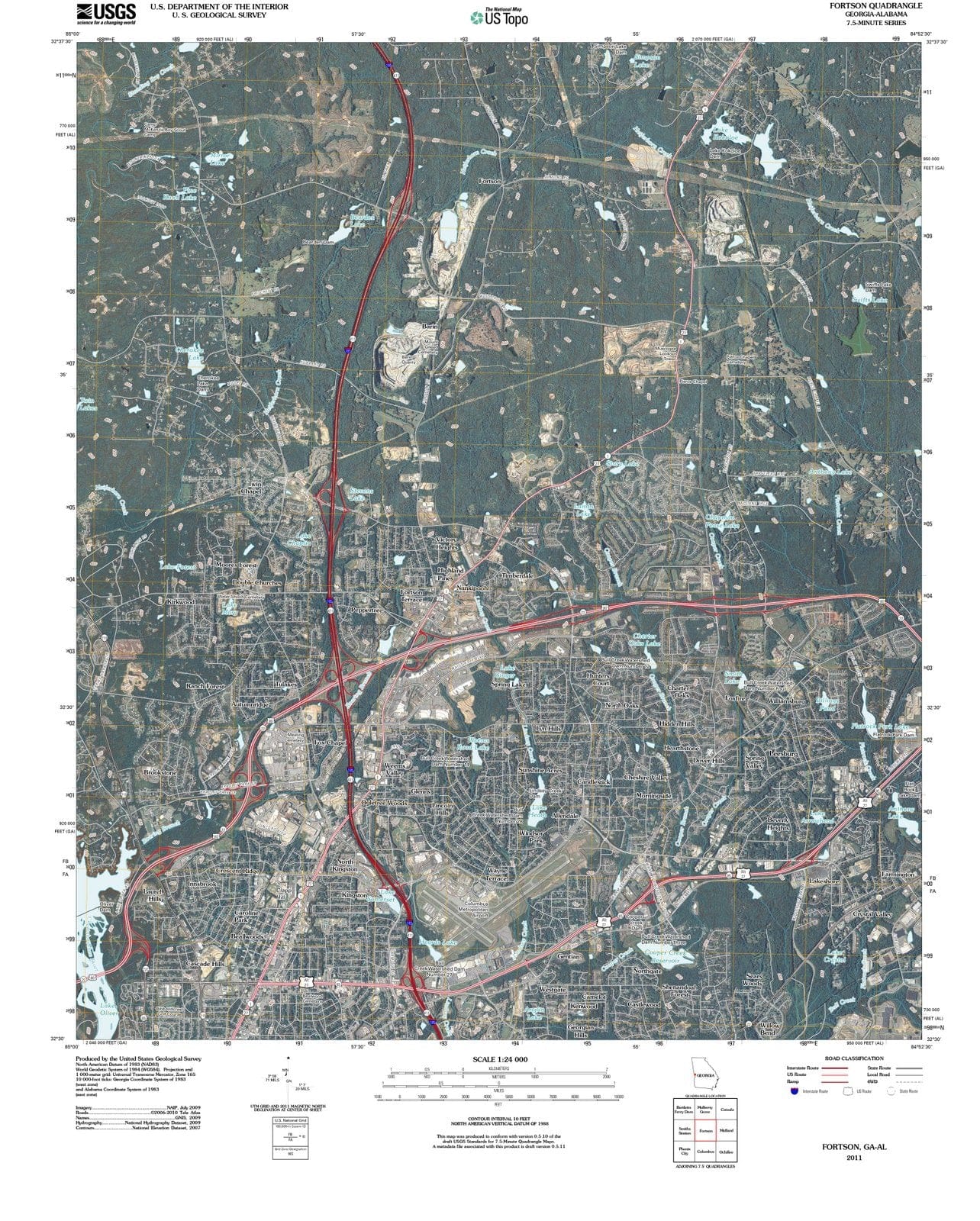 2011 Fortson, GA - Georgia - USGS Topographic Map