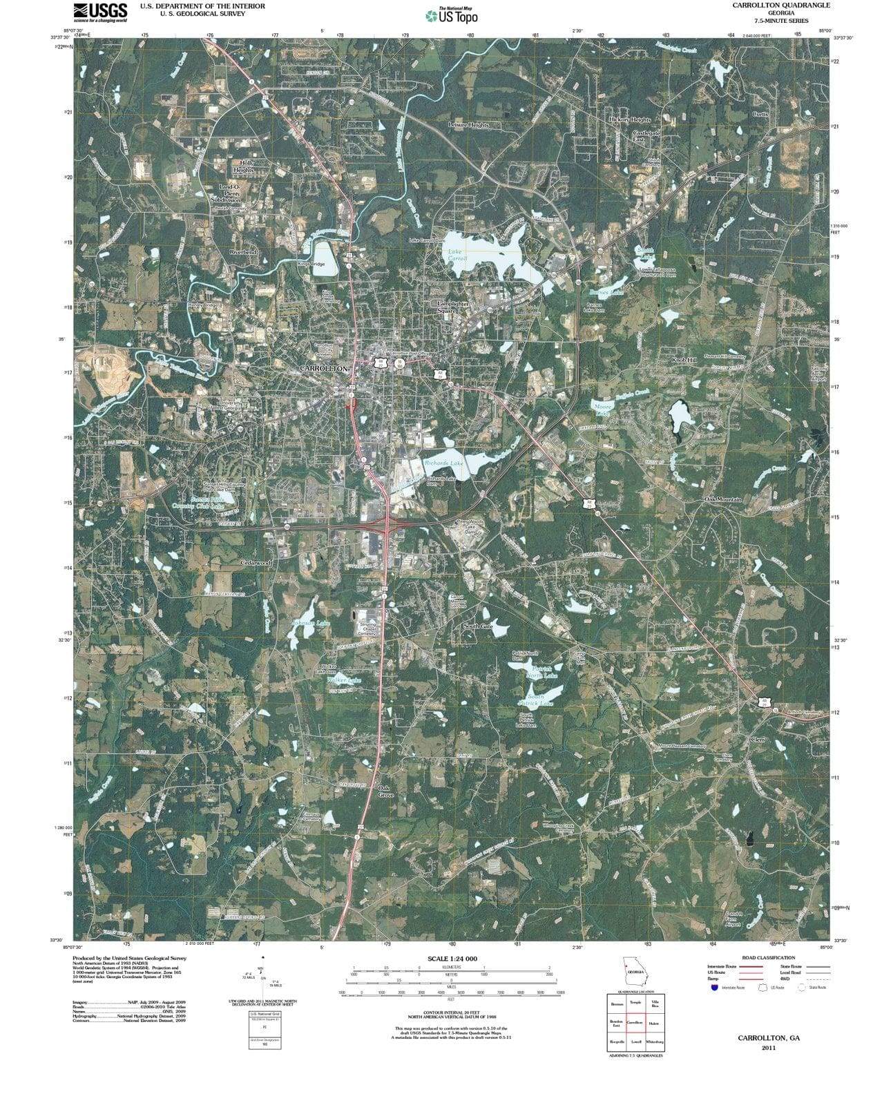 2011 Carrollton, GA - Georgia - USGS Topographic Map