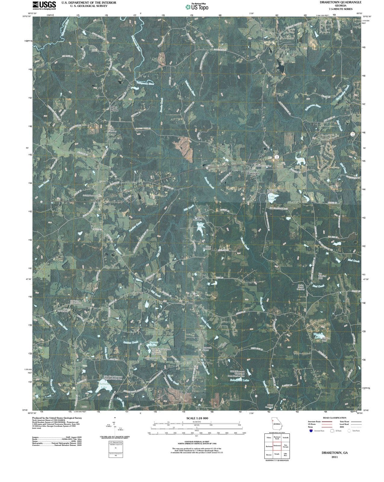 2011 Draketown, GA - Georgia - USGS Topographic Map