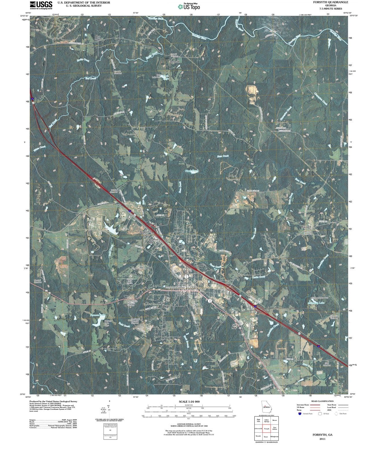 2011 Forsyth, GA - Georgia - USGS Topographic Map