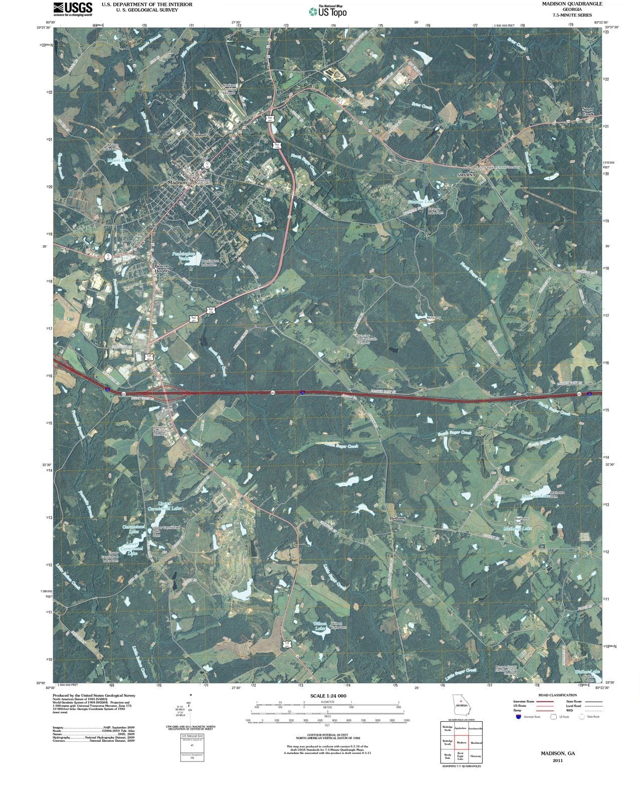 2011 Madison, GA - Georgia - USGS Topographic Map