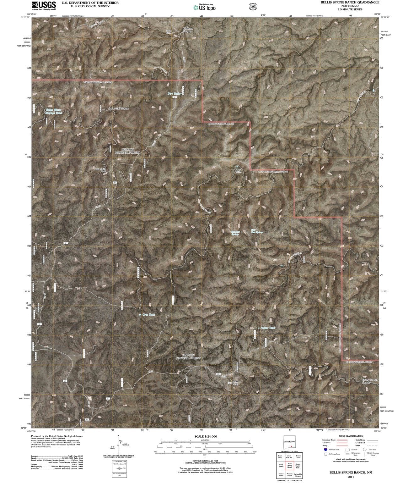 2011 Bullis Spring Ranch, NM - New Mexico - USGS Topographic Map