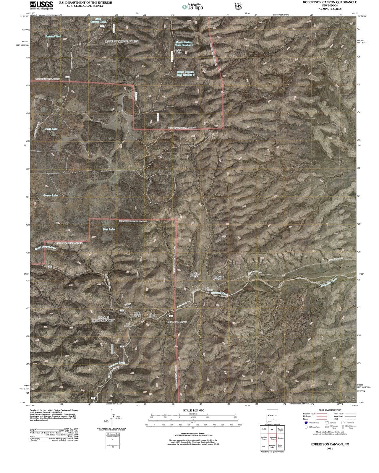 2011 Robertson Canyon, NM - New Mexico - USGS Topographic Map