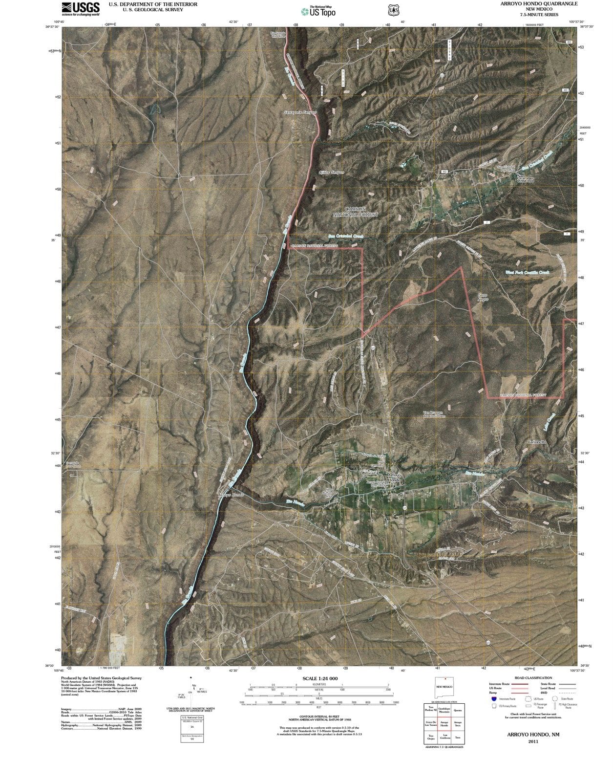 2011 Arroyo Hondo, NM - New Mexico - USGS Topographic Map