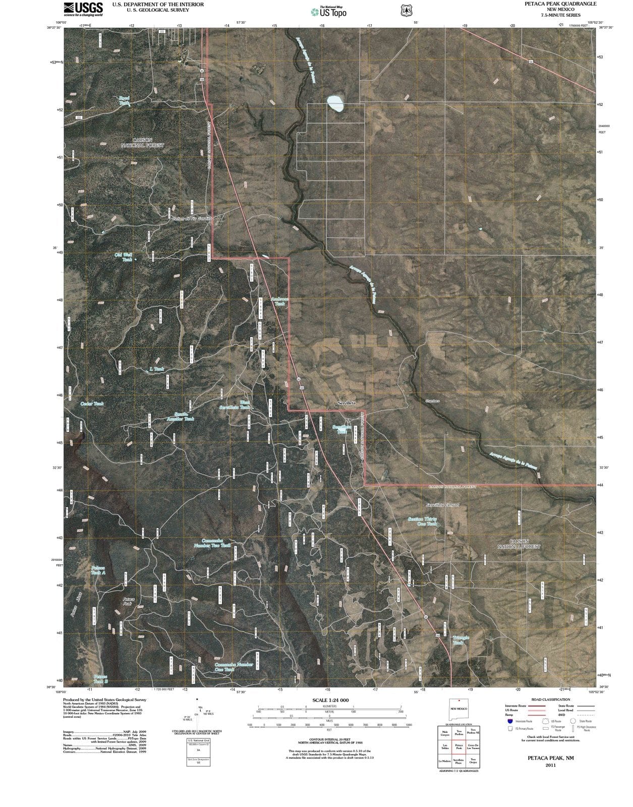 2011 Petaca Peak, NM - New Mexico - USGS Topographic Map