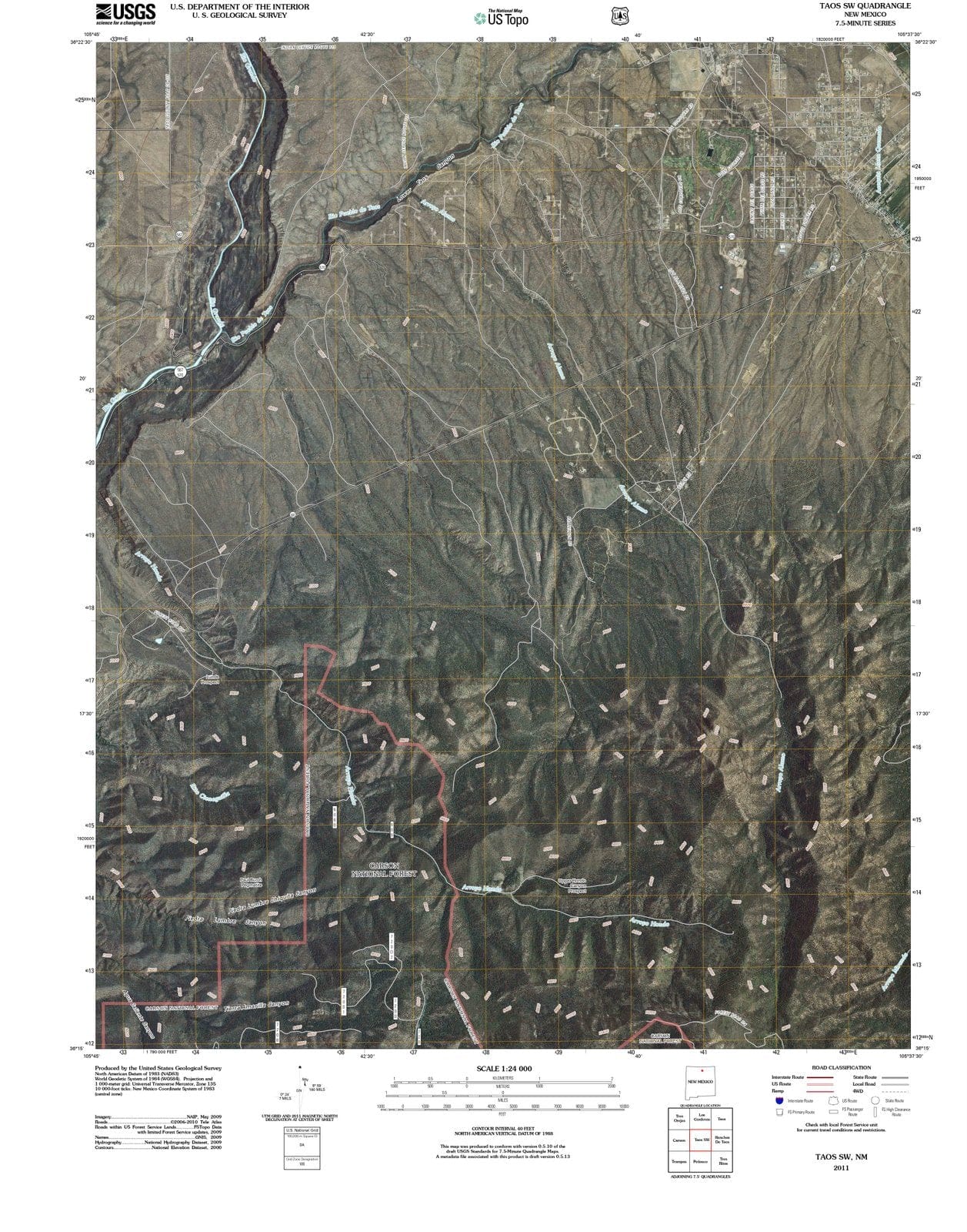 2011 Taos, NM - New Mexico - USGS Topographic Map v2