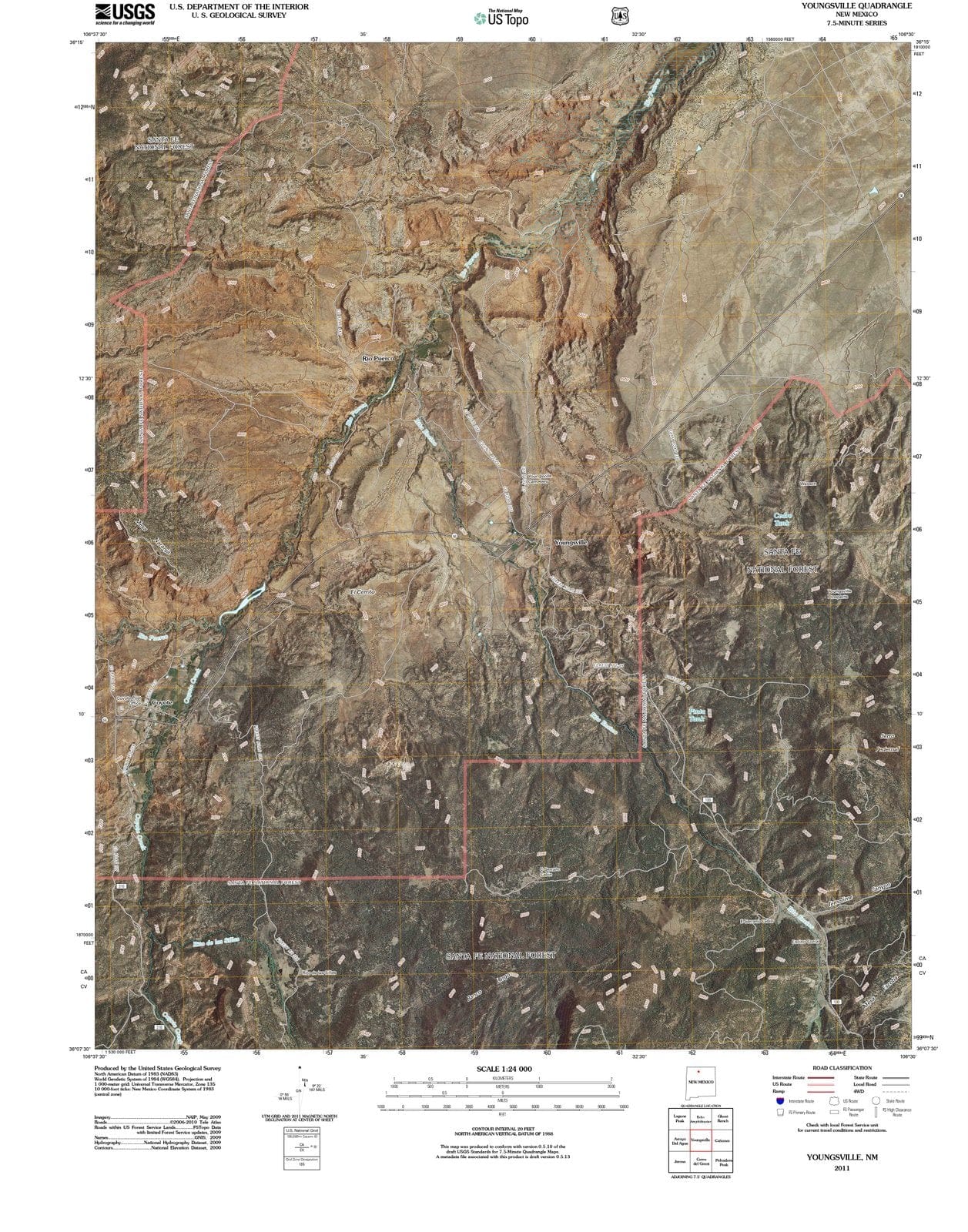 2011 Youngsville, NM - New Mexico - USGS Topographic Map