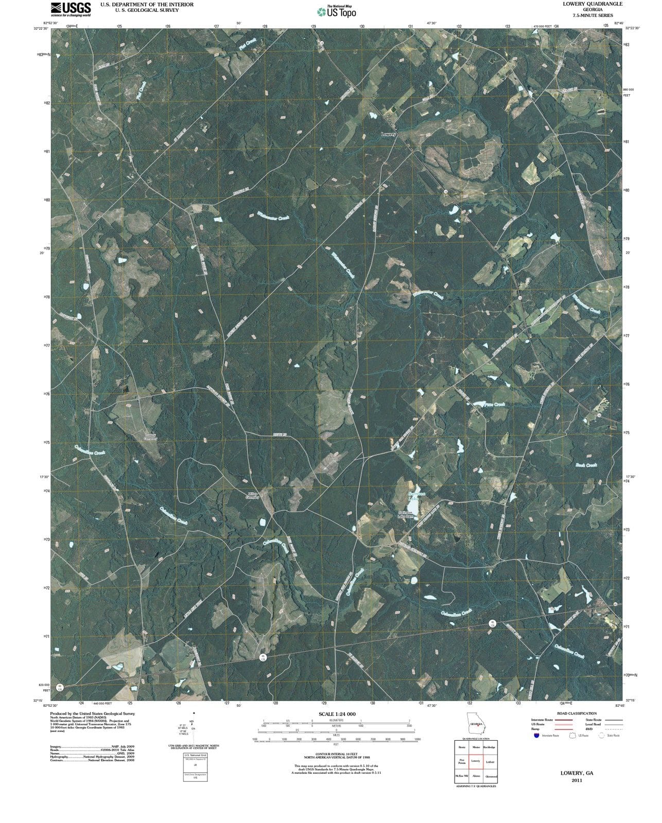 2011 Lowery, GA - Georgia - USGS Topographic Map