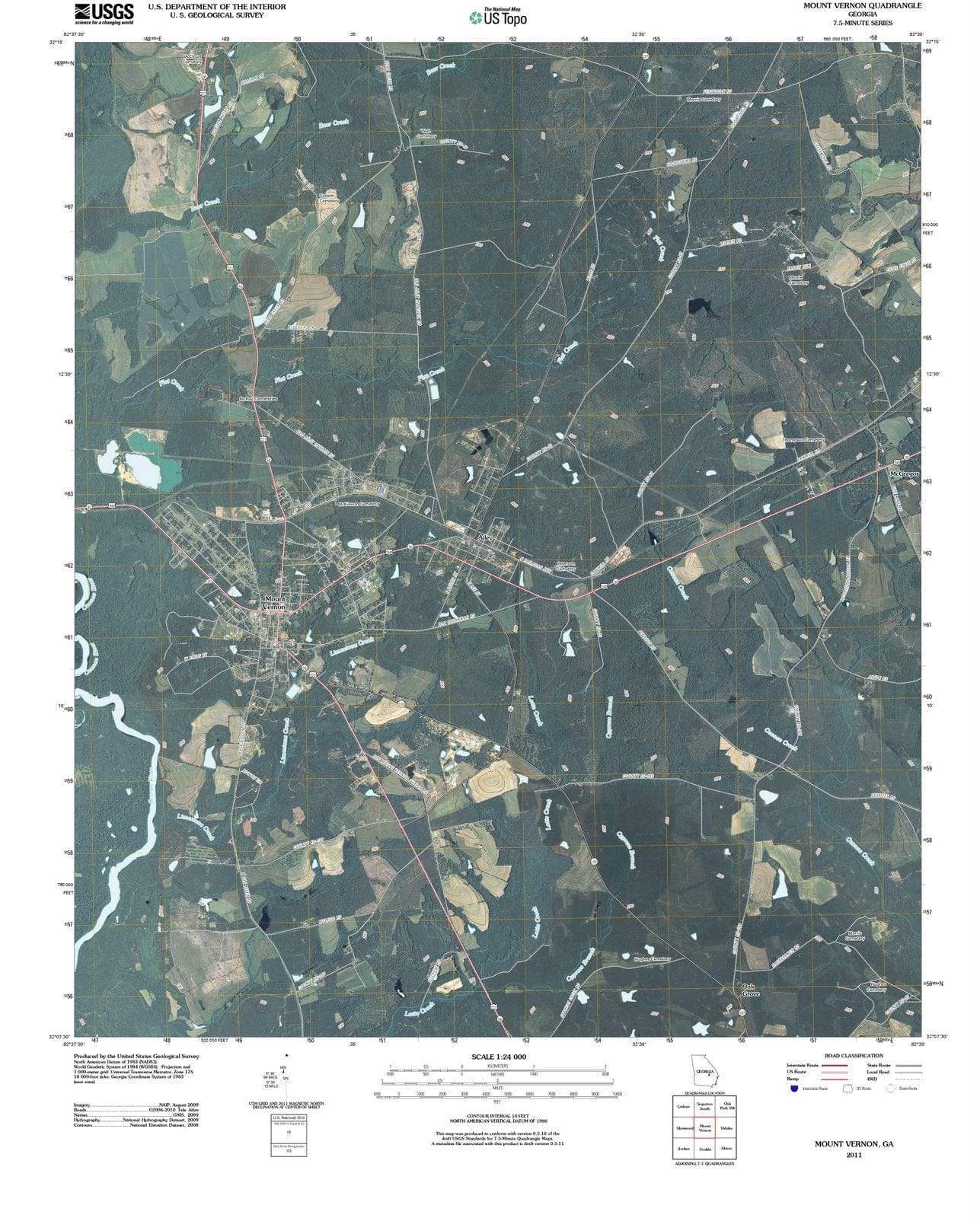 2011 Mount Vernon, GA - Georgia - USGS Topographic Map
