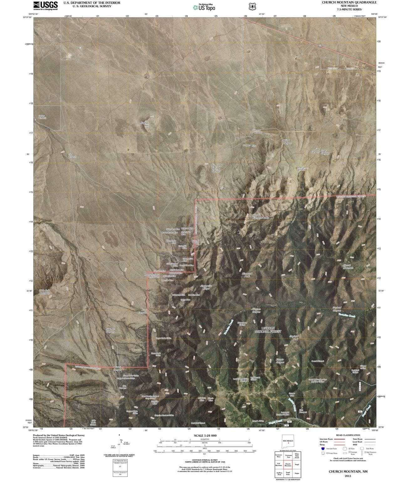 2011 Church Mountain, NM - New Mexico - USGS Topographic Map