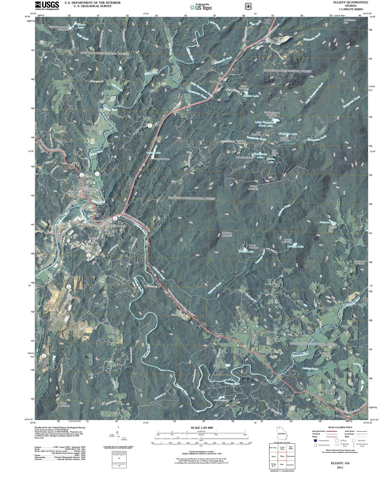 2011 Ellijay, GA - Georgia - USGS Topographic Map