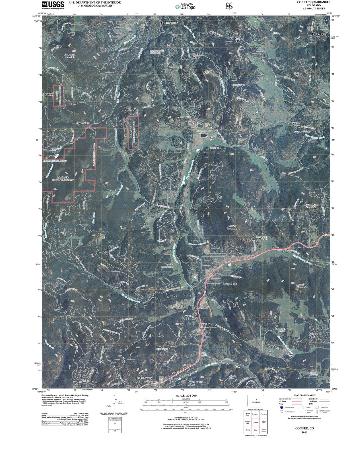 2011 Conifer, CO - Colorado - USGS Topographic Map