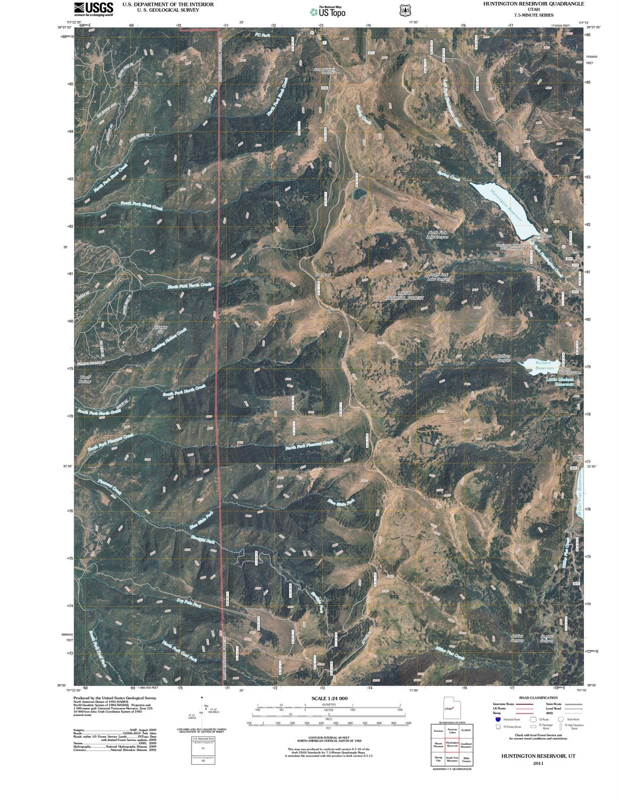 2011 Huntington Reservoir, UT - Utah - USGS Topographic Map