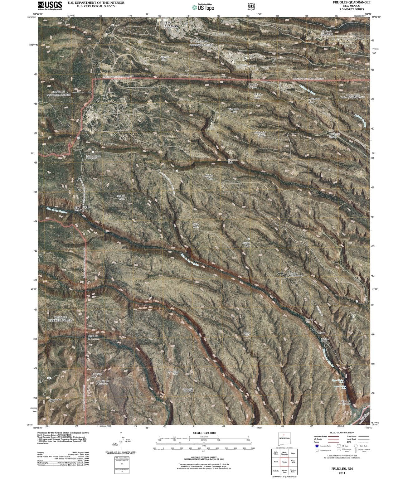 2011 Frijoles, NM - New Mexico - USGS Topographic Map