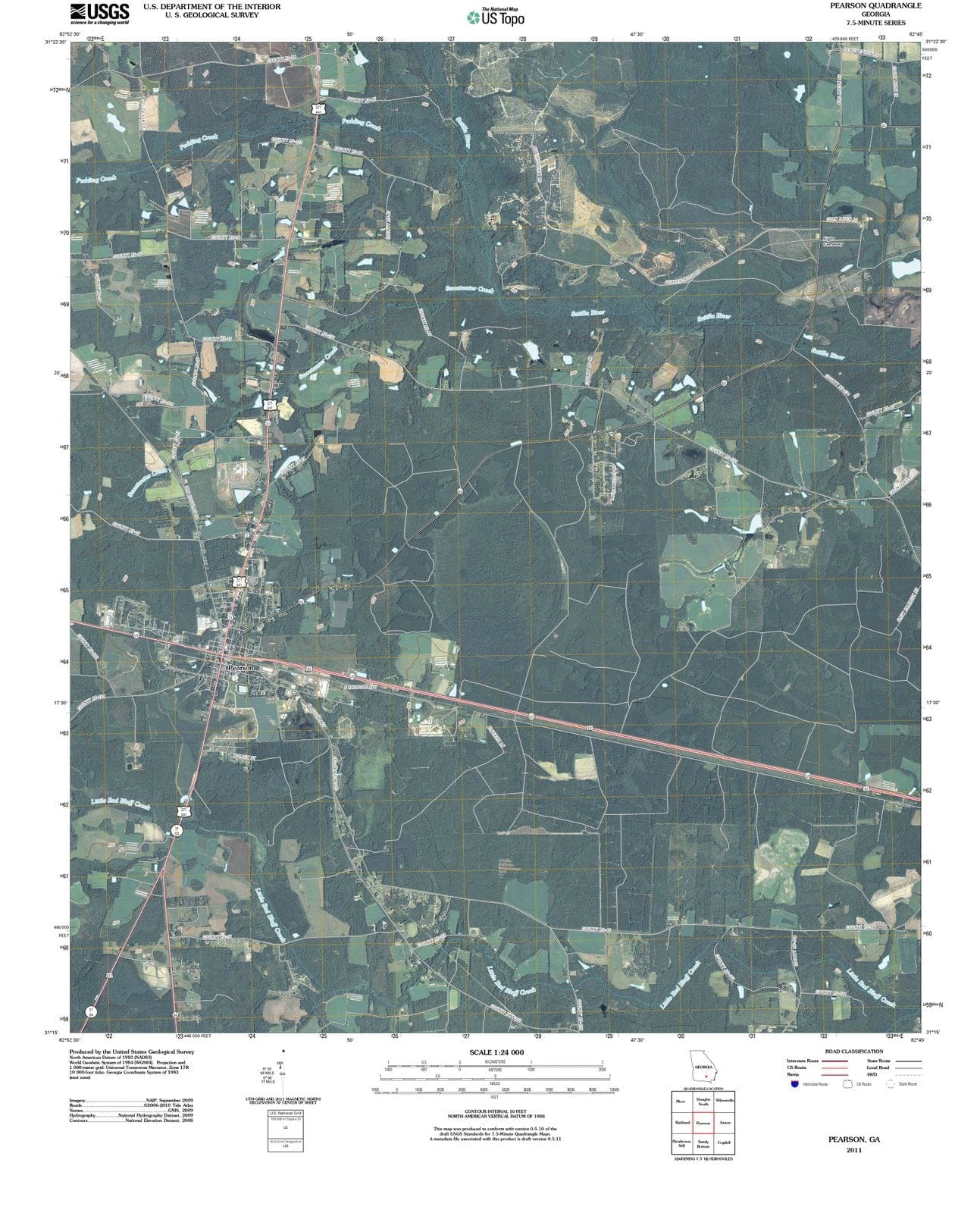 2011 Pearson, GA - Georgia - USGS Topographic Map