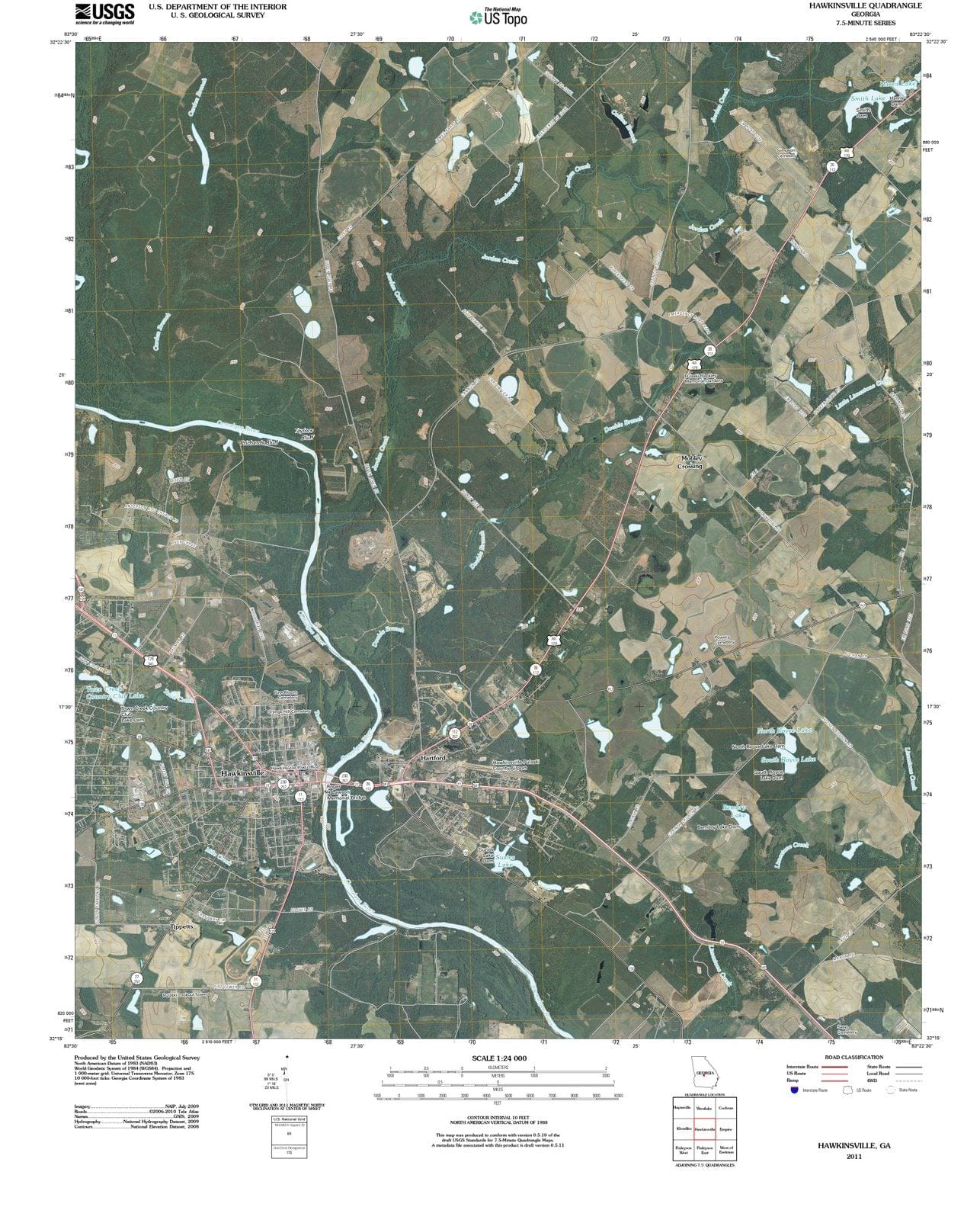 2011 Hawkinsville, GA - Georgia - USGS Topographic Map