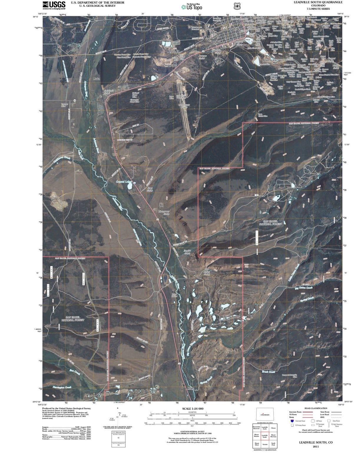 2011 Leadville South, CO - Colorado - USGS Topographic Map