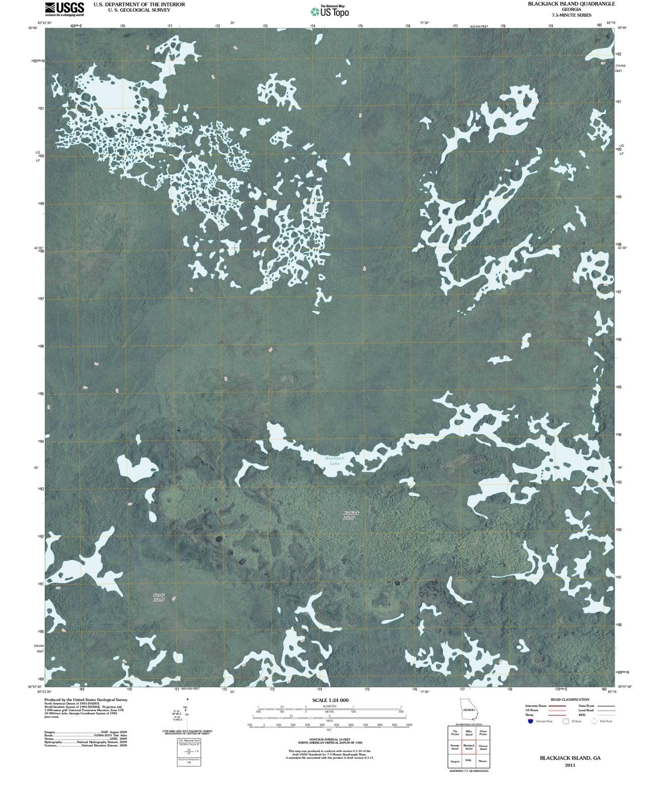 2011 Blackjack Island, GA - Georgia - USGS Topographic Map