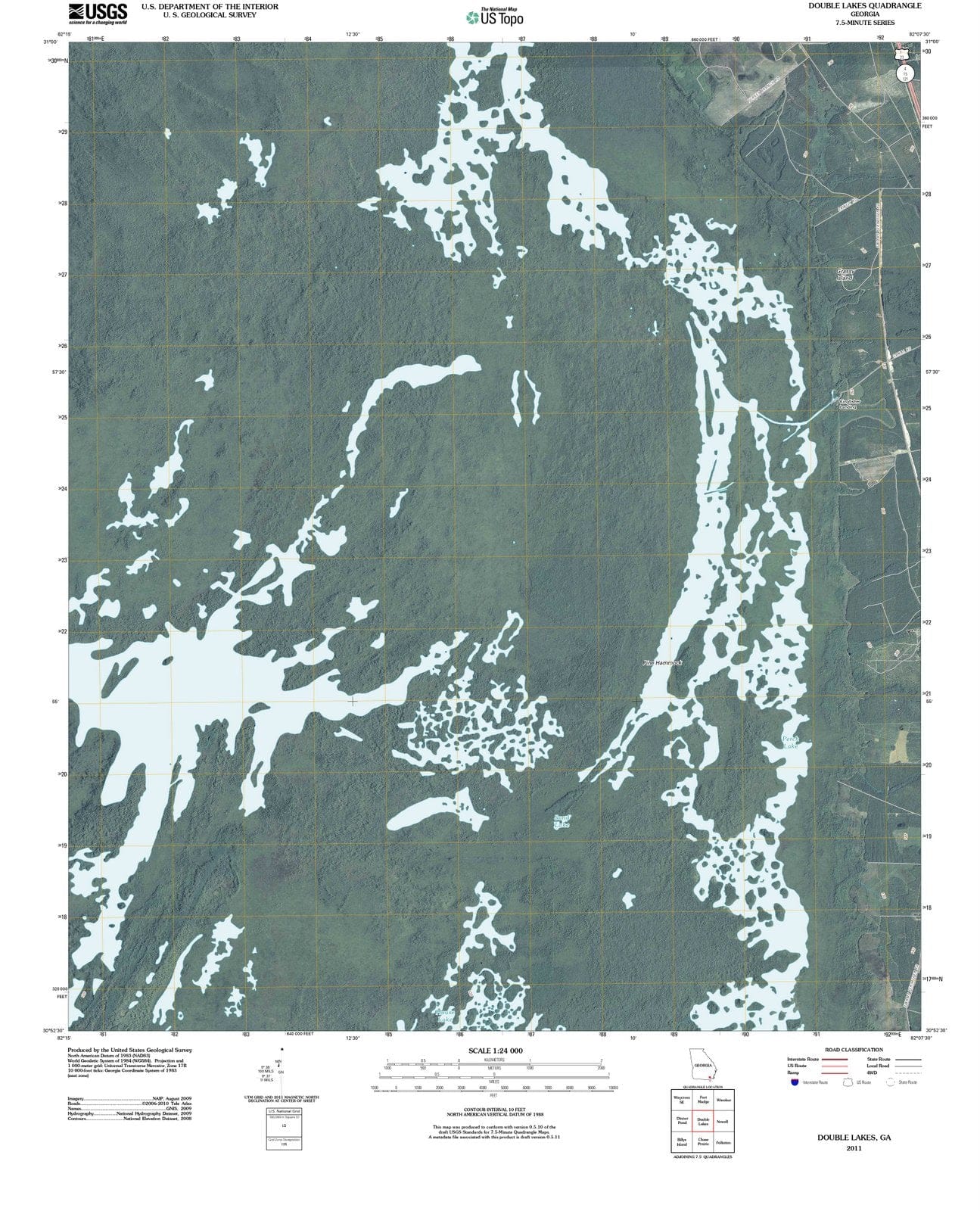 2011 Double Lakes, GA - Georgia - USGS Topographic Map