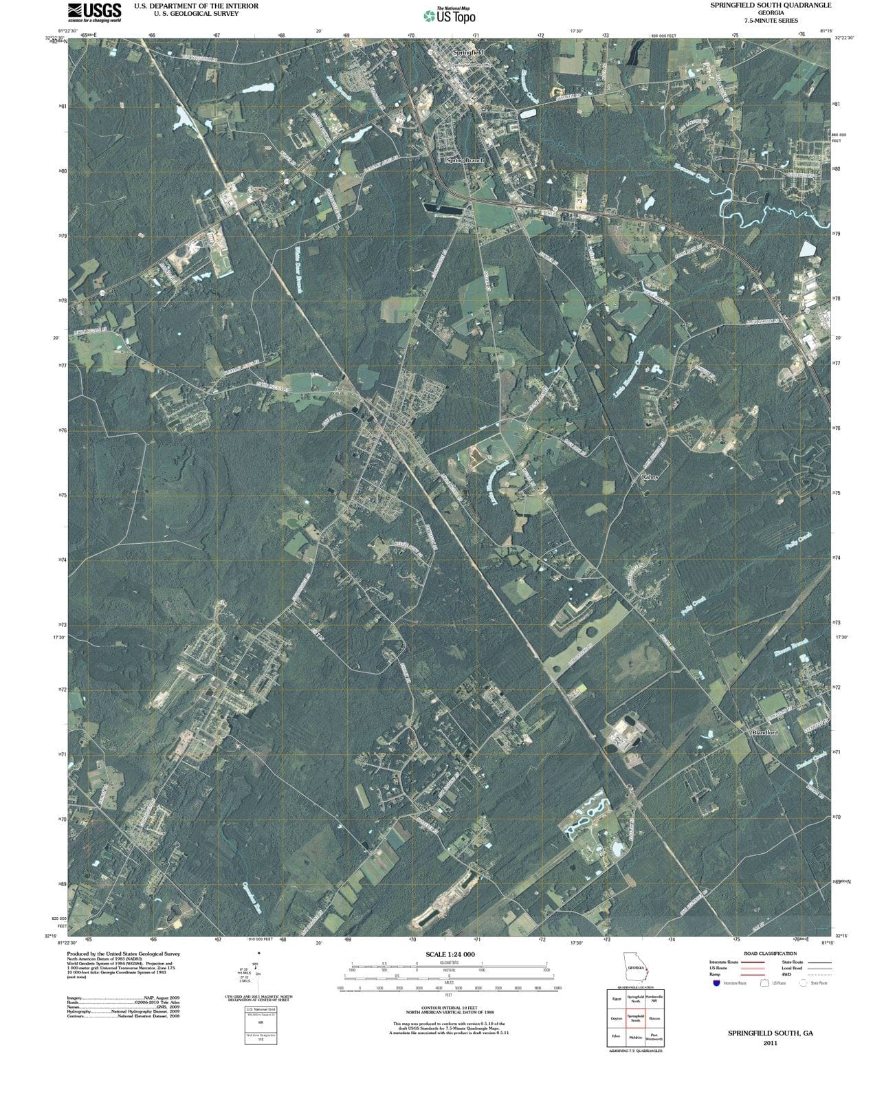 2011 Springfield South, GA - Georgia - USGS Topographic Map
