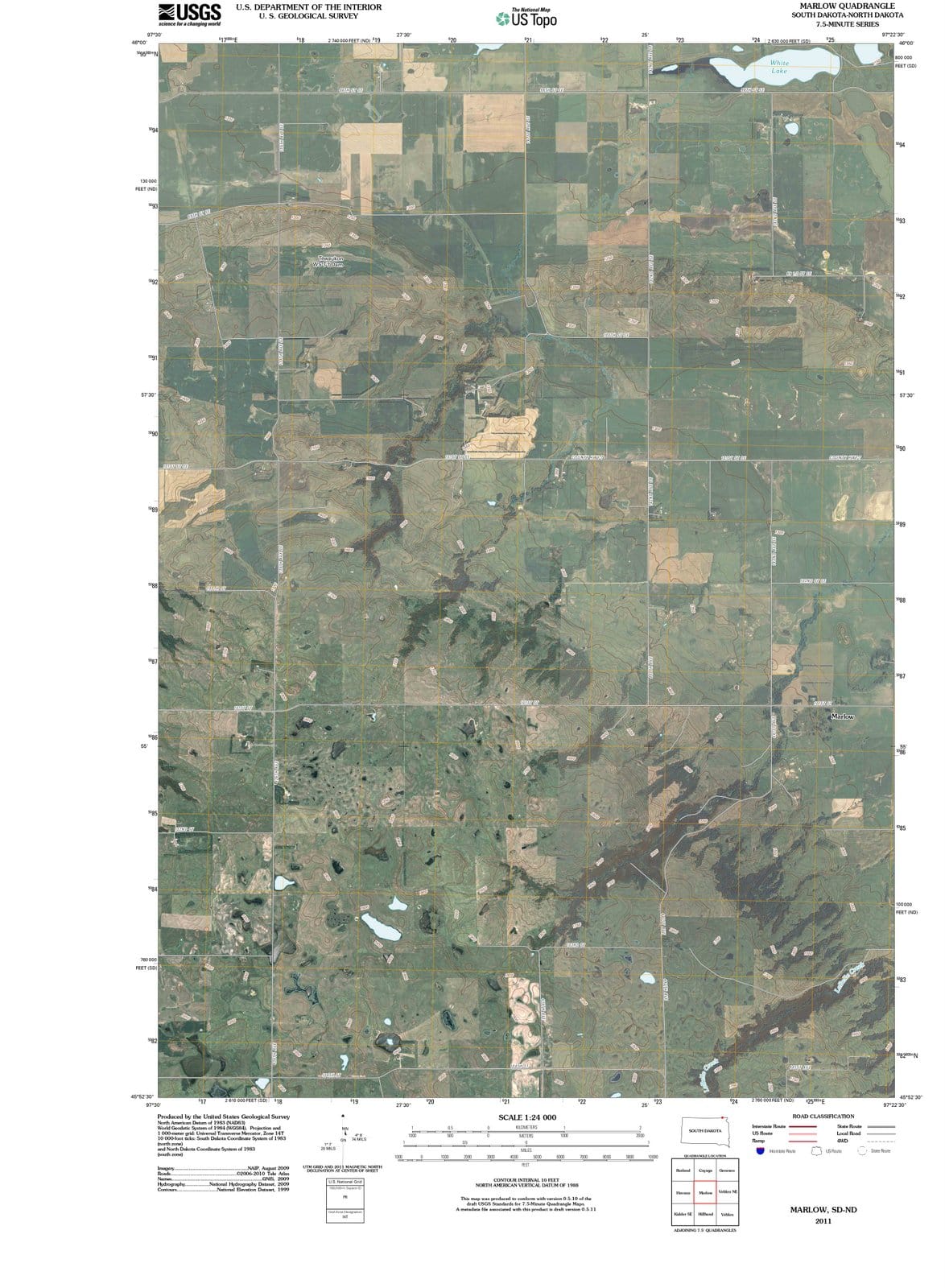 2011 Marlow, SD - South Dakota - USGS Topographic Map