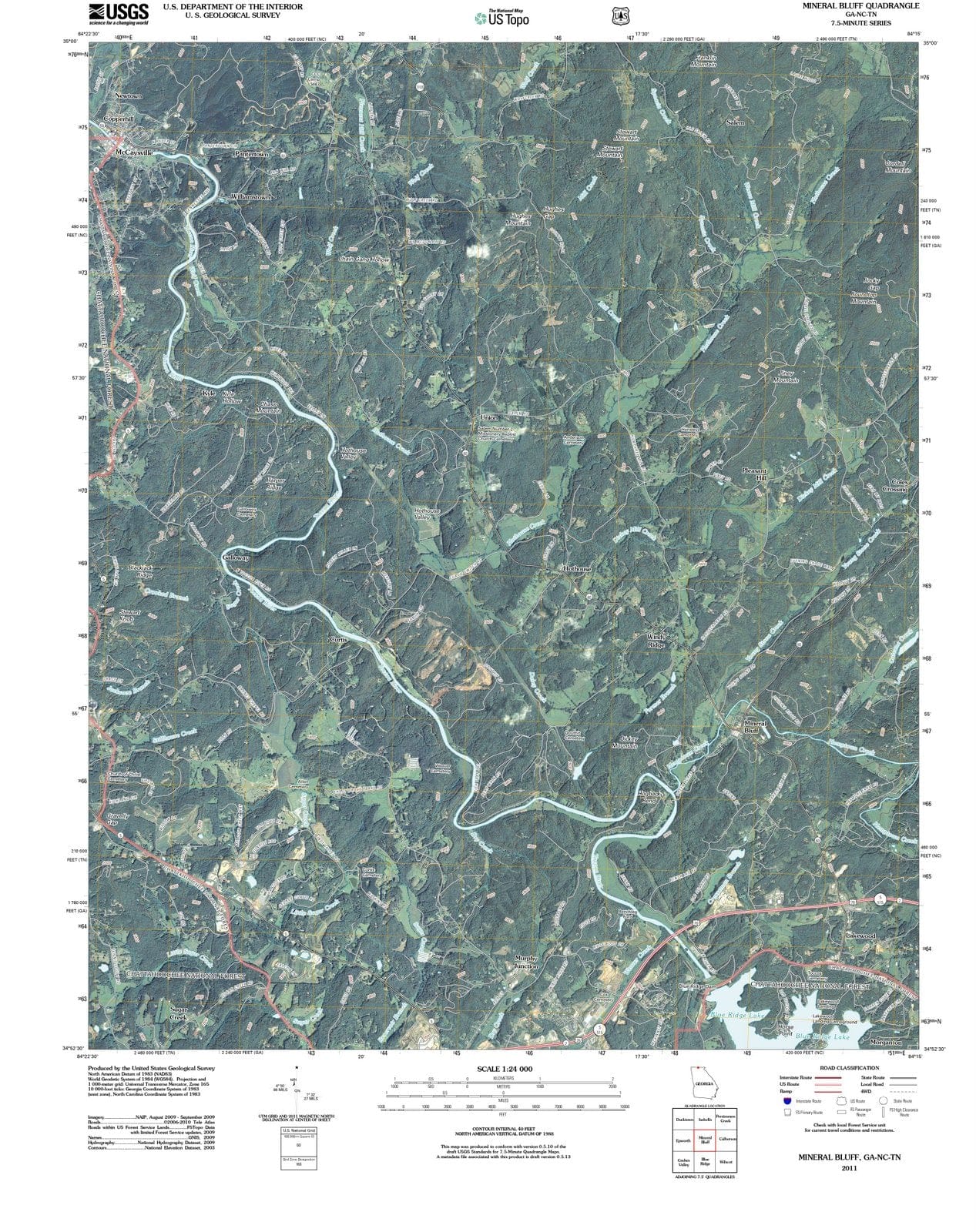 2011 Mineral Bluff, GA - Georgia - USGS Topographic Map