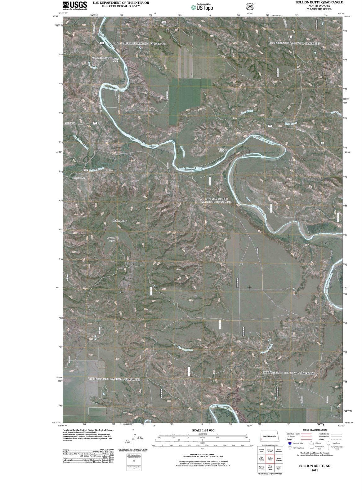 2011 Bullion Butte, ND - North Dakota - USGS Topographic Map