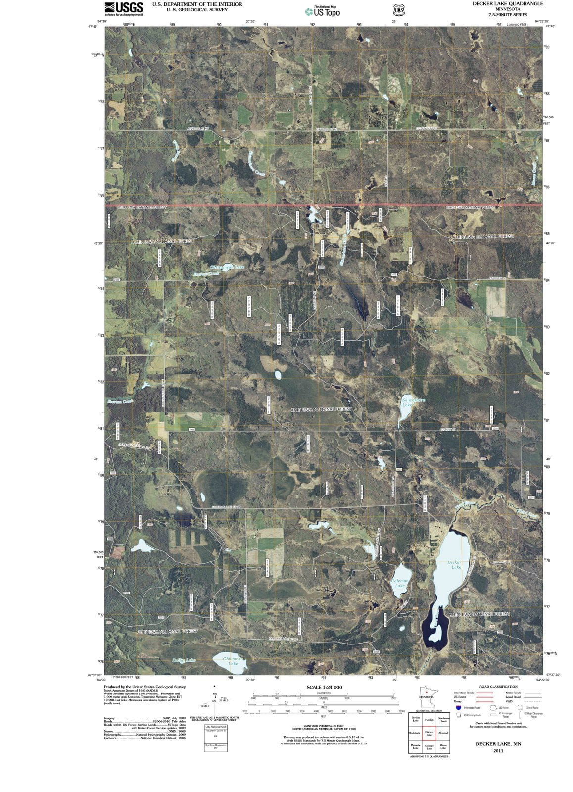 2011 Decker Lake, MN - Minnesota - USGS Topographic Map