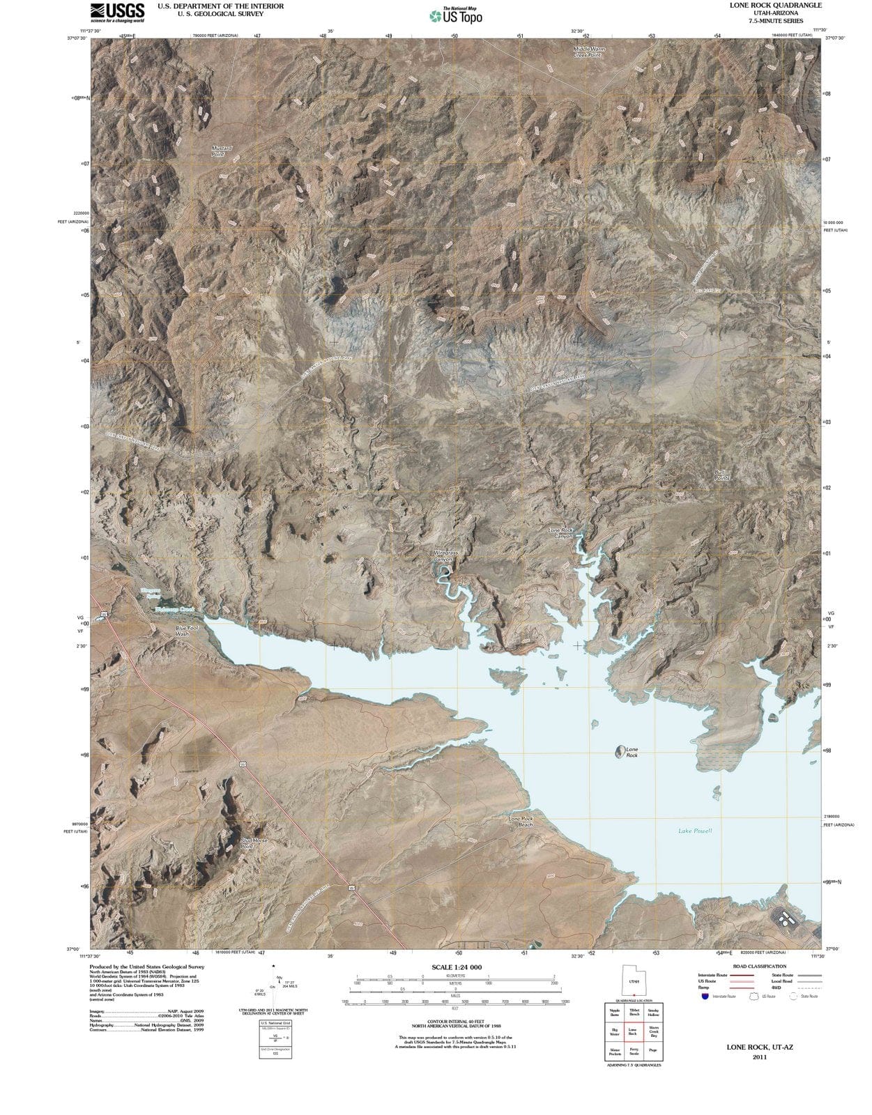 2011 Lone Rock, UT - Utah - USGS Topographic Map