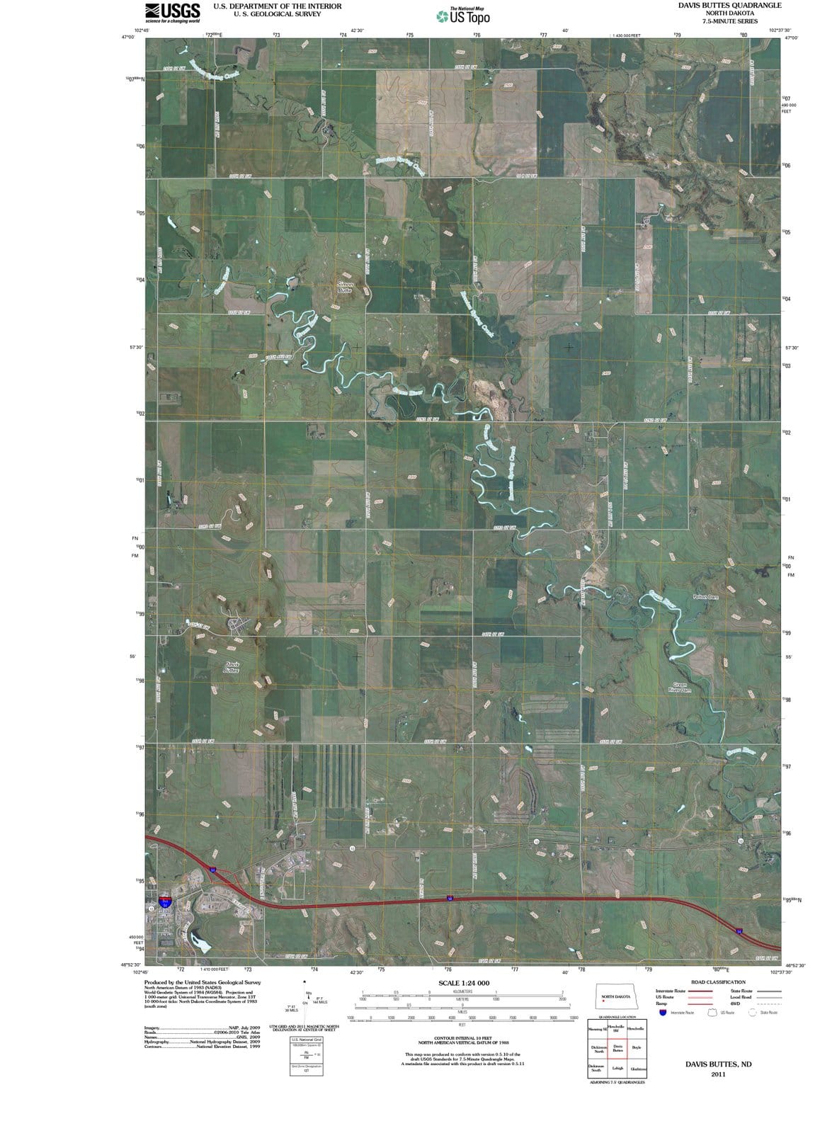 2011 Davis Buttes, ND - North Dakota - USGS Topographic Map