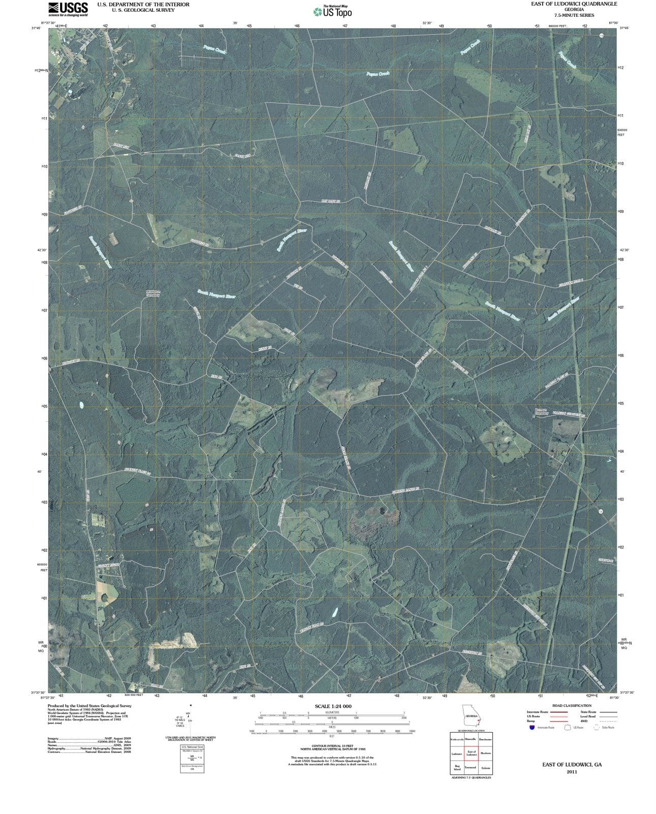 2011 East of Ludowici, GA - Georgia - USGS Topographic Map