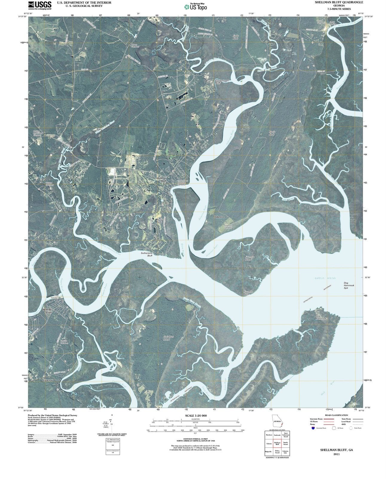2011 Shellman Bluff, GA - Georgia - USGS Topographic Map