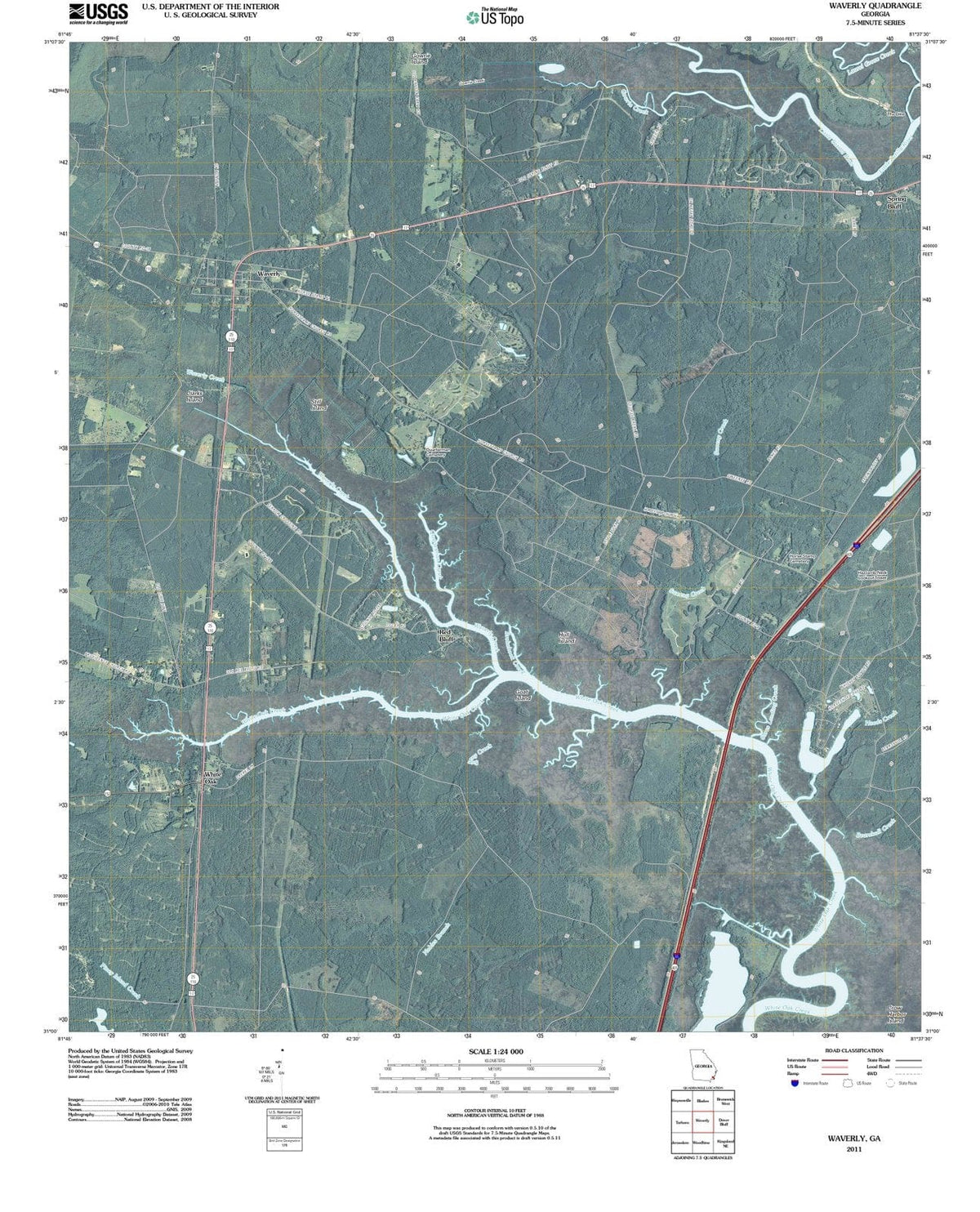 2011 Waverly, GA - Georgia - USGS Topographic Map
