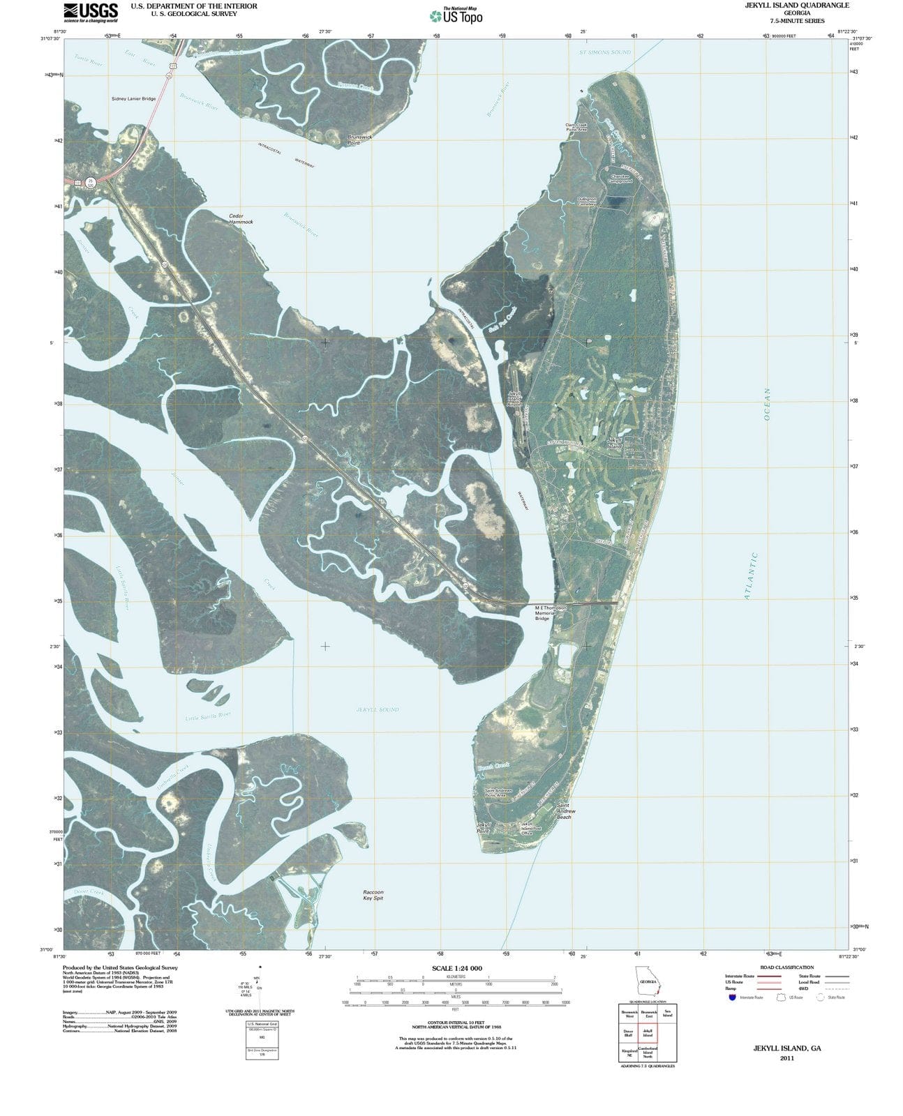 2011 Jekyll Island, GA - Georgia - USGS Topographic Map