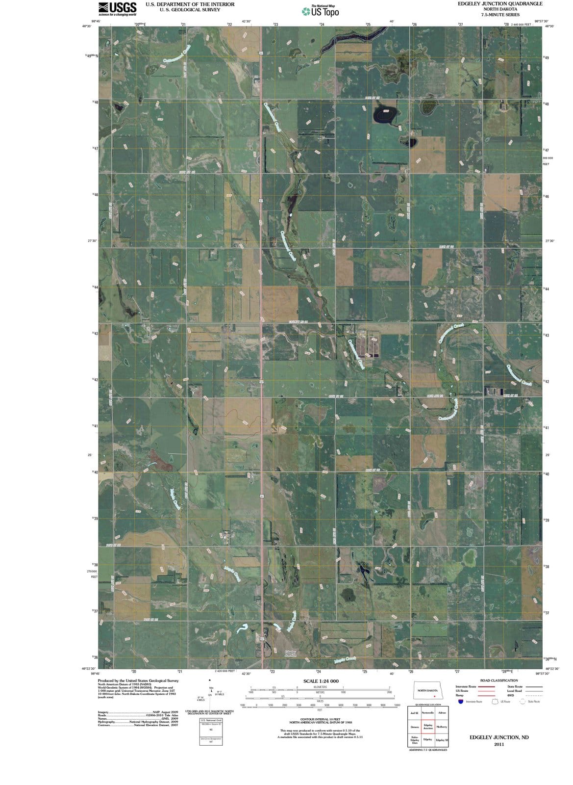 2011 Edgeley Junction, ND - North Dakota - USGS Topographic Map