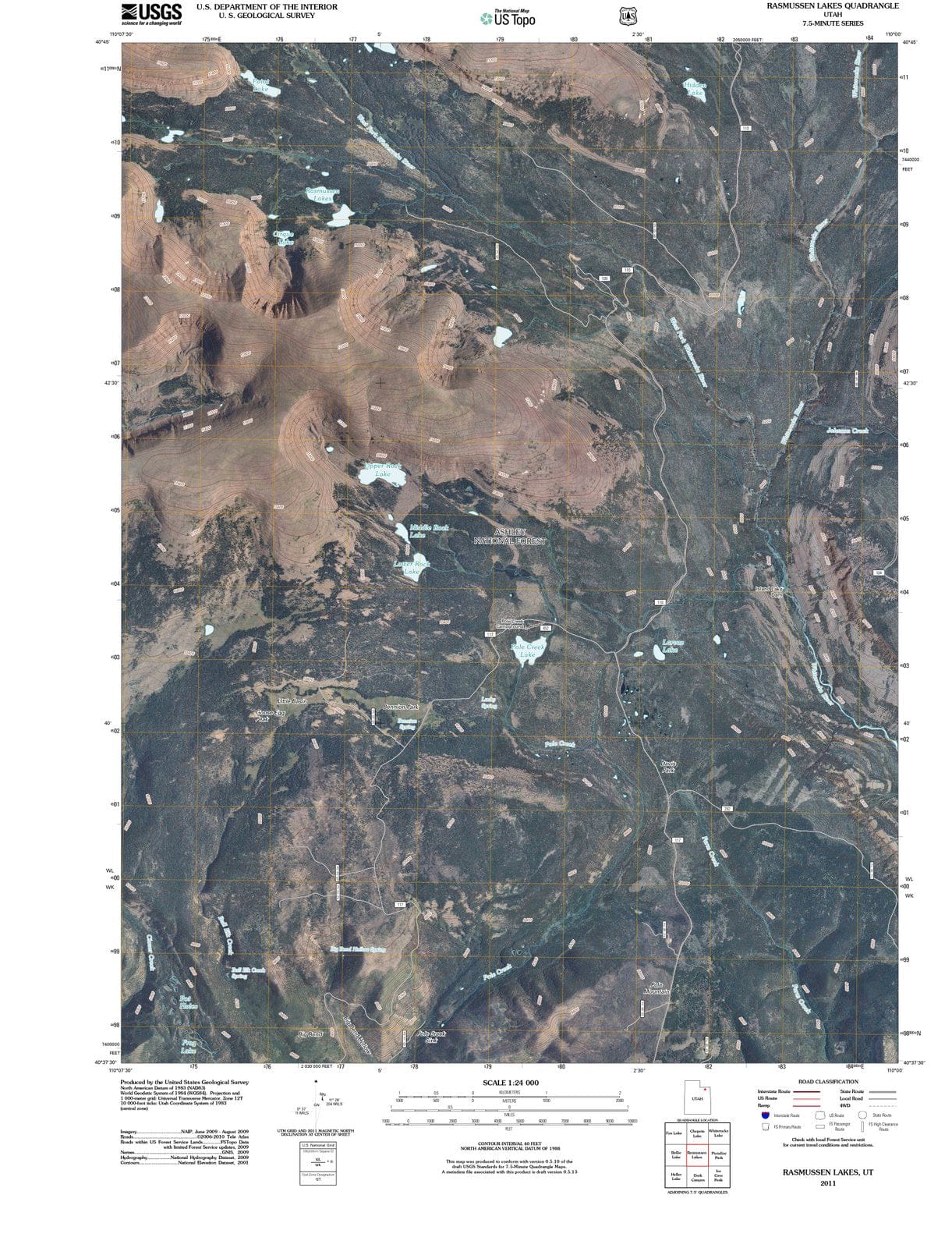 2011 Rasmussen Lakes, UT - Utah - USGS Topographic Map