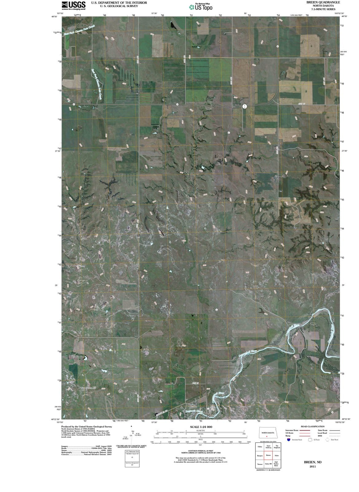 2011 Breien, ND - North Dakota - USGS Topographic Map
