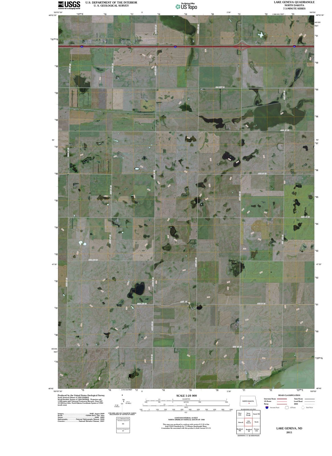 2011 Lake Geneva, ND - North Dakota - USGS Topographic Map
