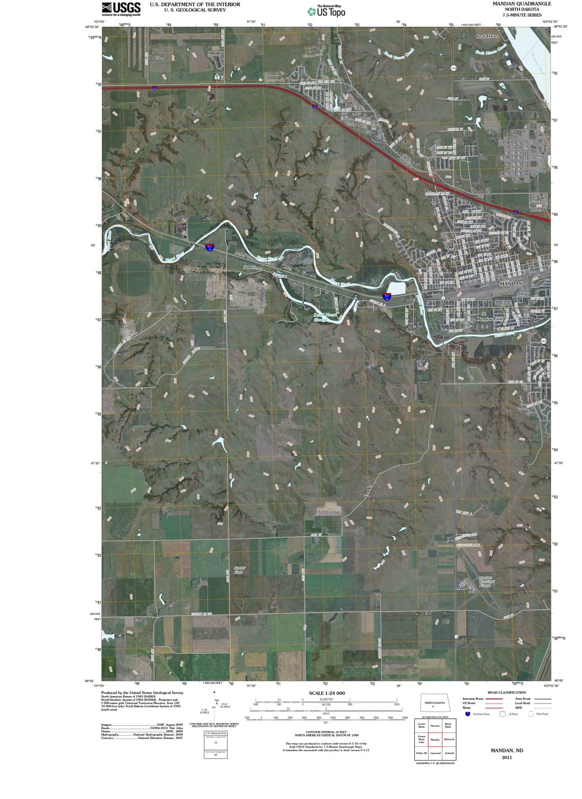 2011 Mandan, ND - North Dakota - USGS Topographic Map