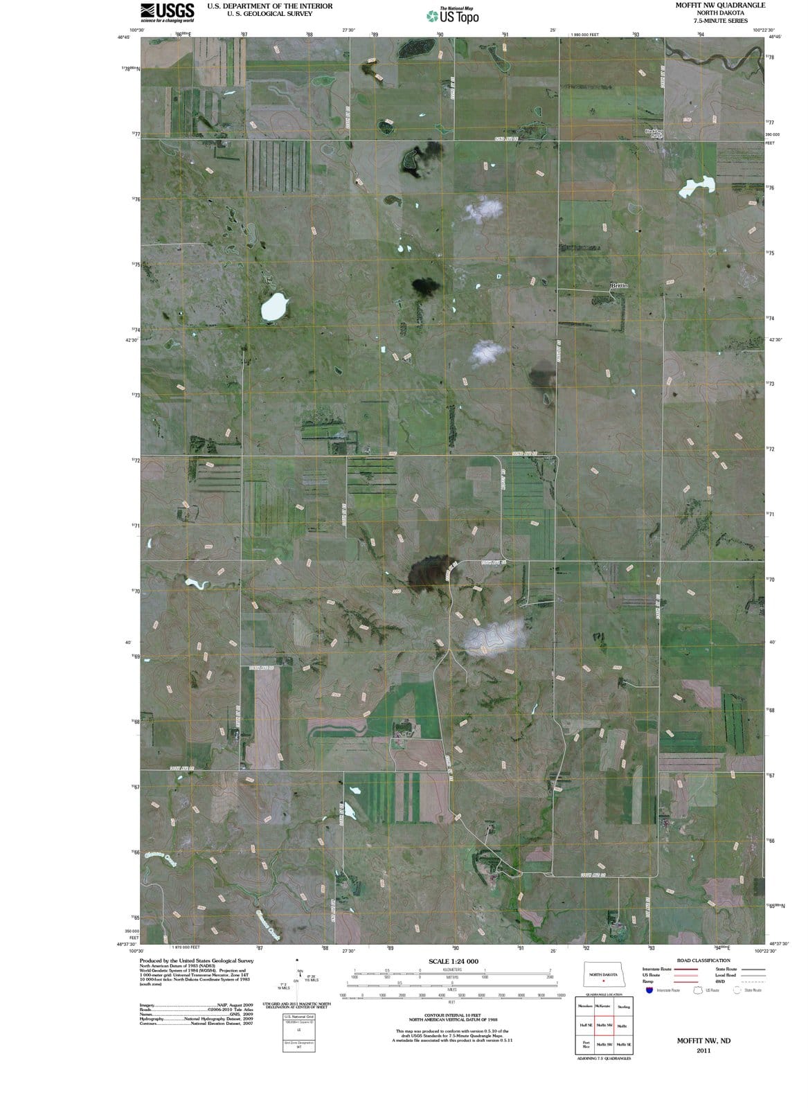2011 Moffit, ND - North Dakota - USGS Topographic Map v2