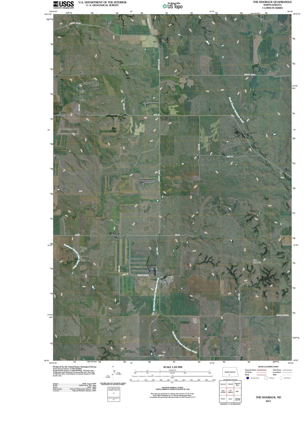 2011 The Hogback, ND - North Dakota - USGS Topographic Map