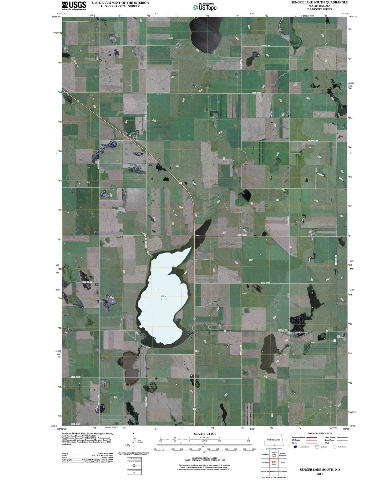2011 Senger Lake South, ND - North Dakota - USGS Topographic Map