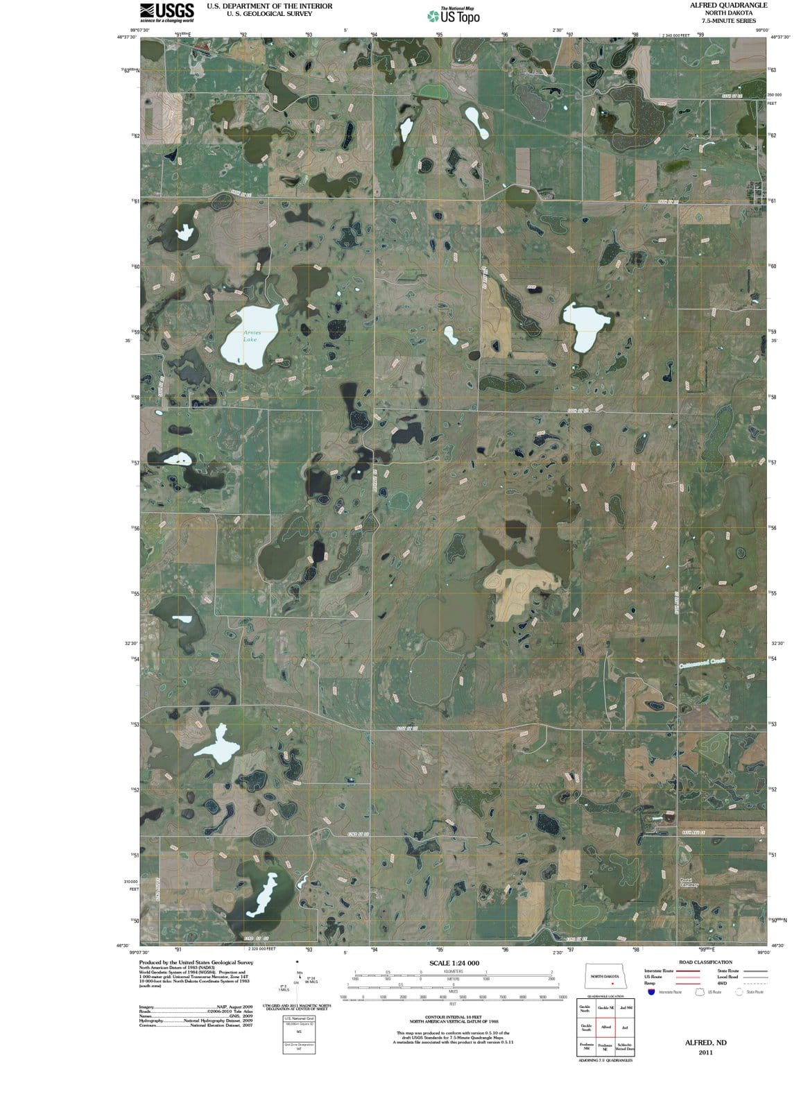 2011 Alfred, ND - North Dakota - USGS Topographic Map