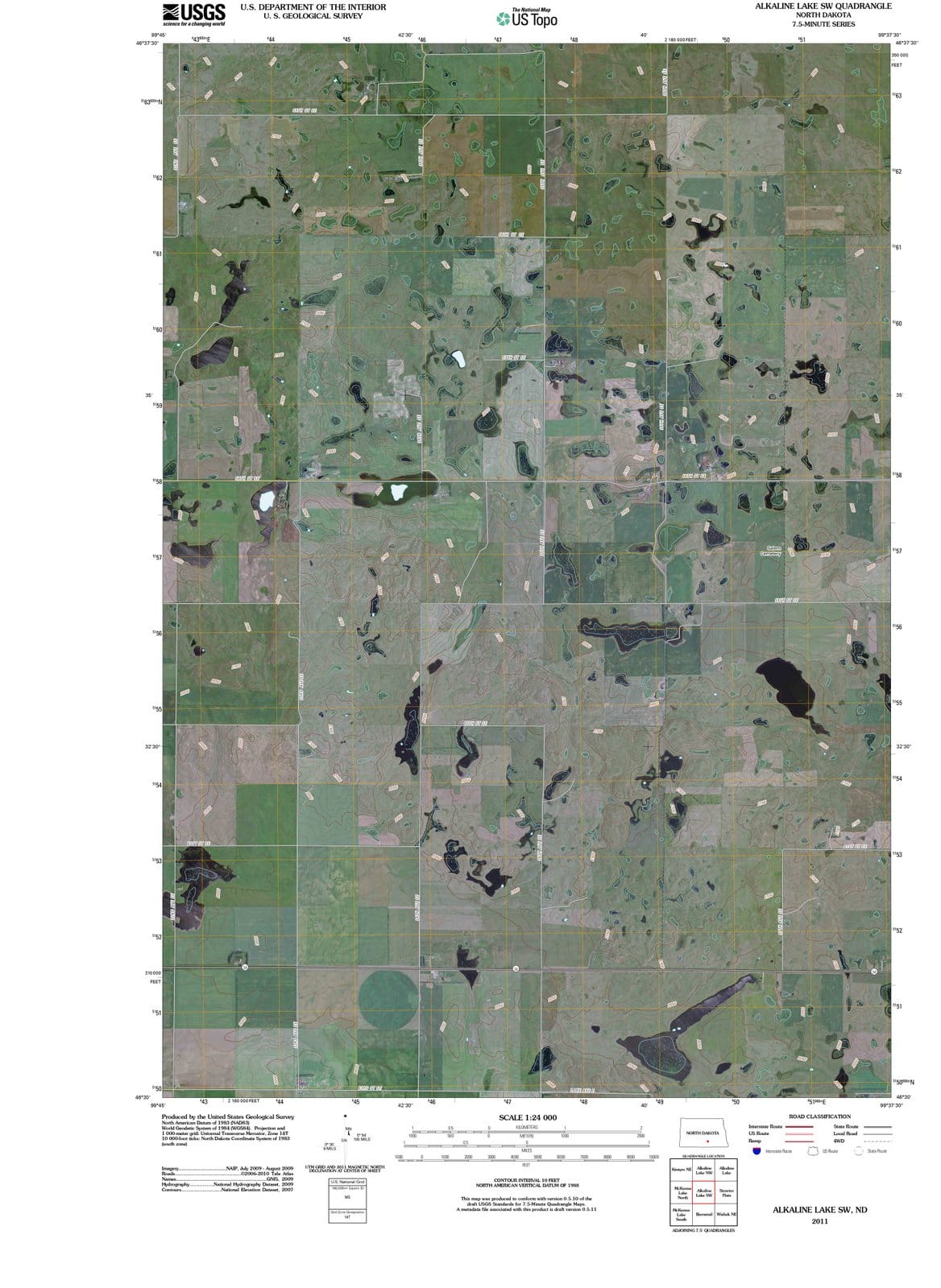 2011 Alkaline Lake, ND - North Dakota - USGS Topographic Map v2