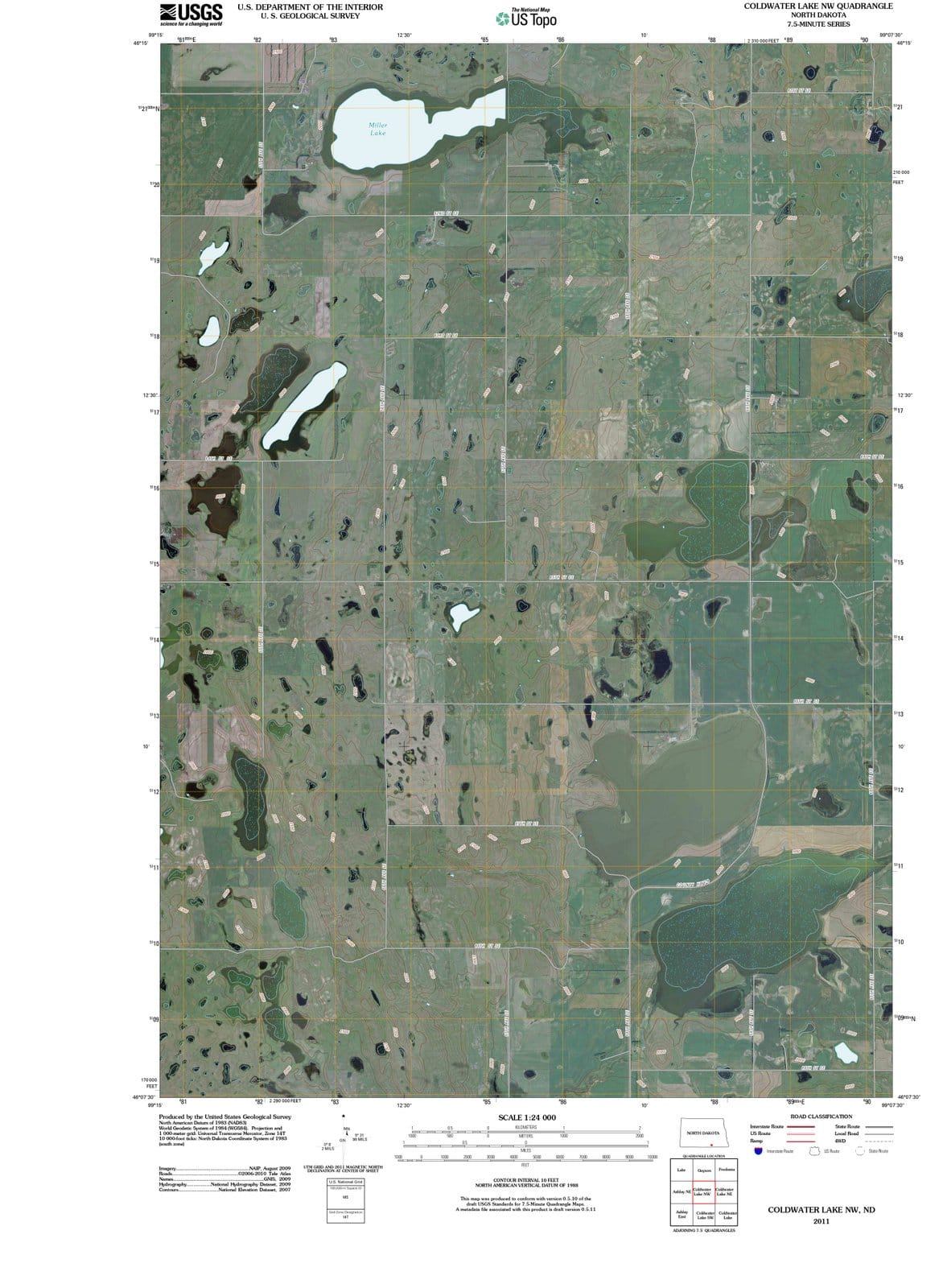 2011 Coldwater Lake, ND - North Dakota - USGS Topographic Map v3