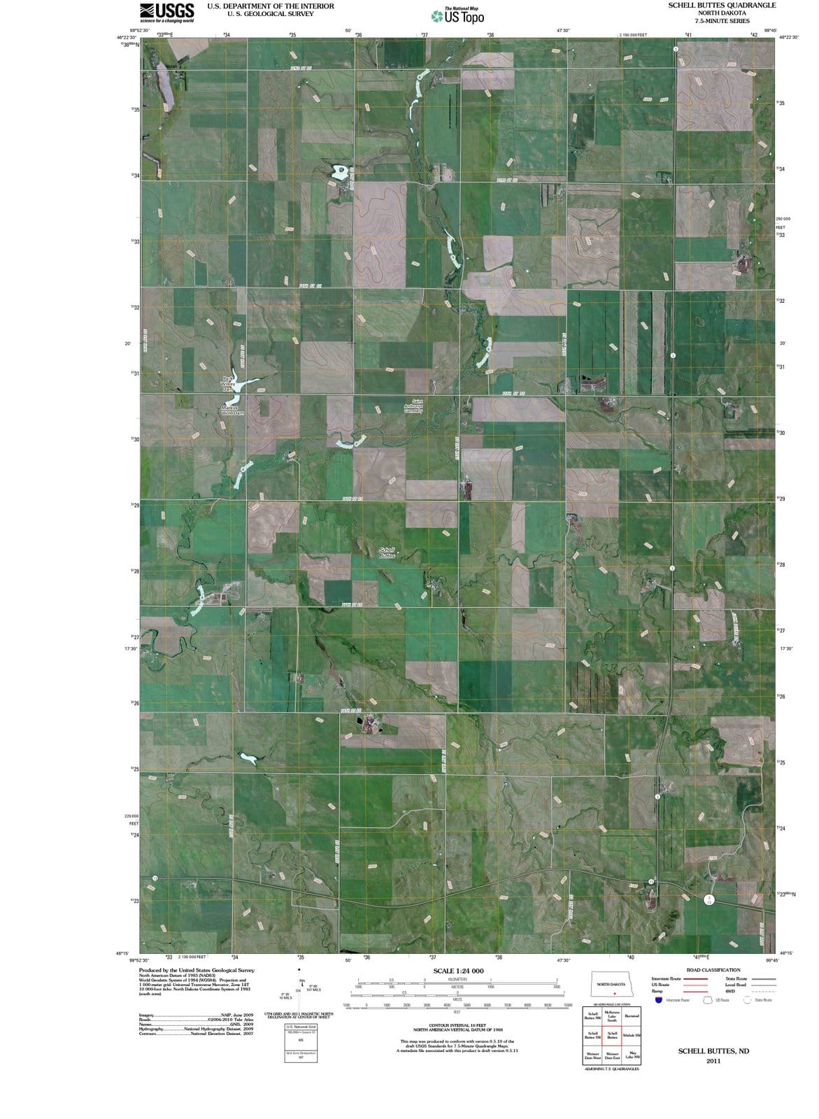 2011 Schell Buttes, ND - North Dakota - USGS Topographic Map