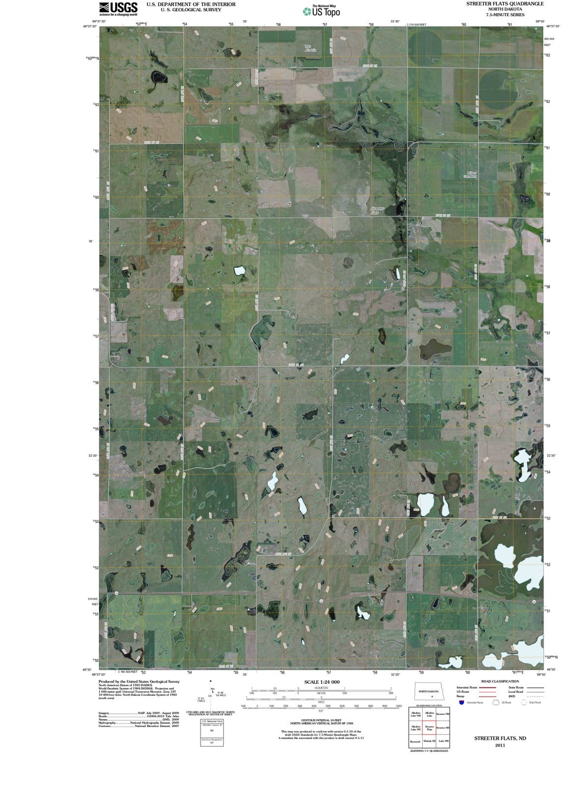 2011 Streeter Flats, ND - North Dakota - USGS Topographic Map