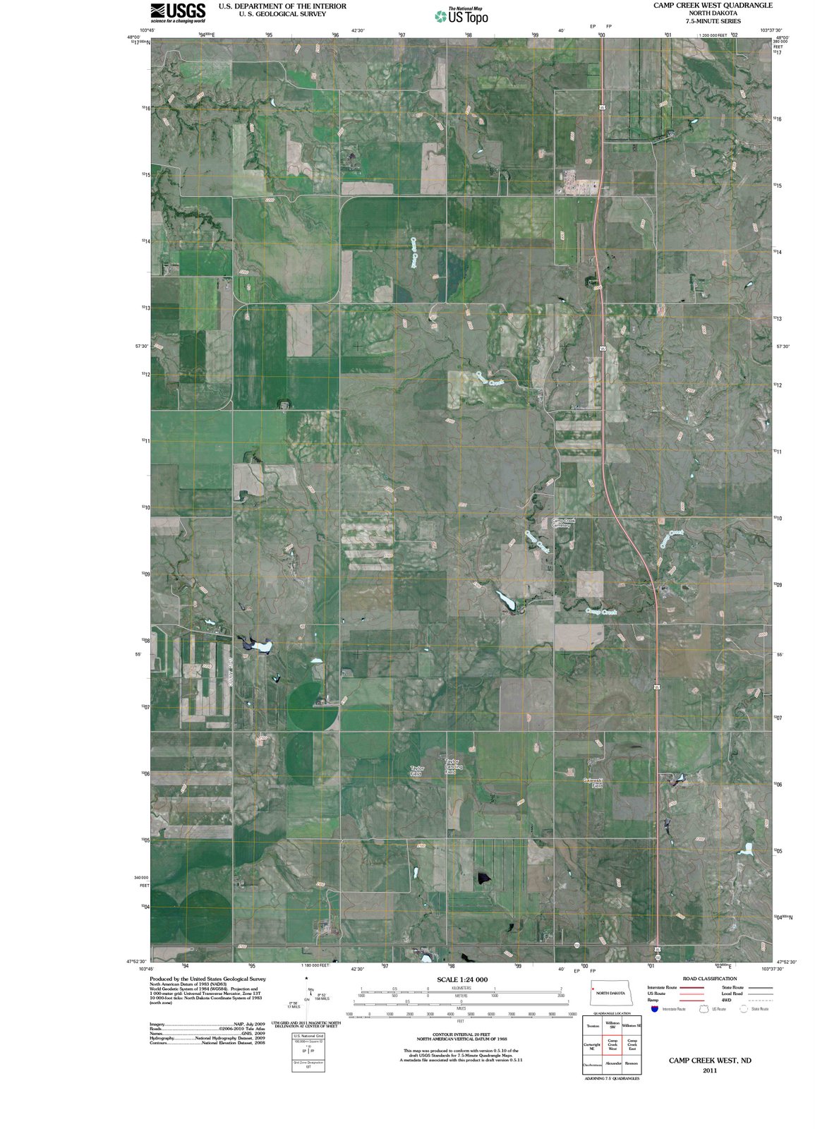 2011 Camp Creek West, ND - North Dakota - USGS Topographic Map