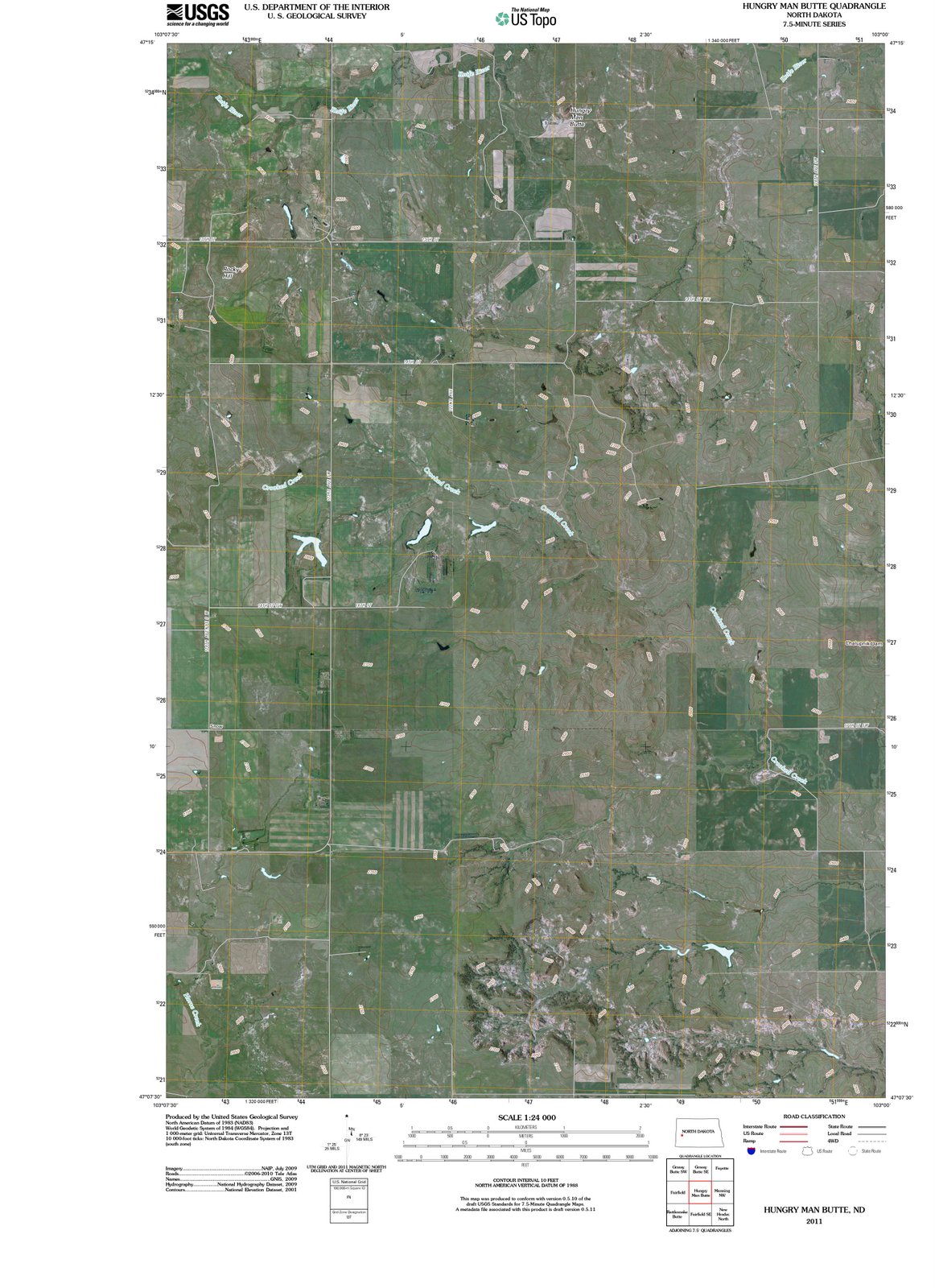 2011 Hungry Man Butte, ND - North Dakota - USGS Topographic Map