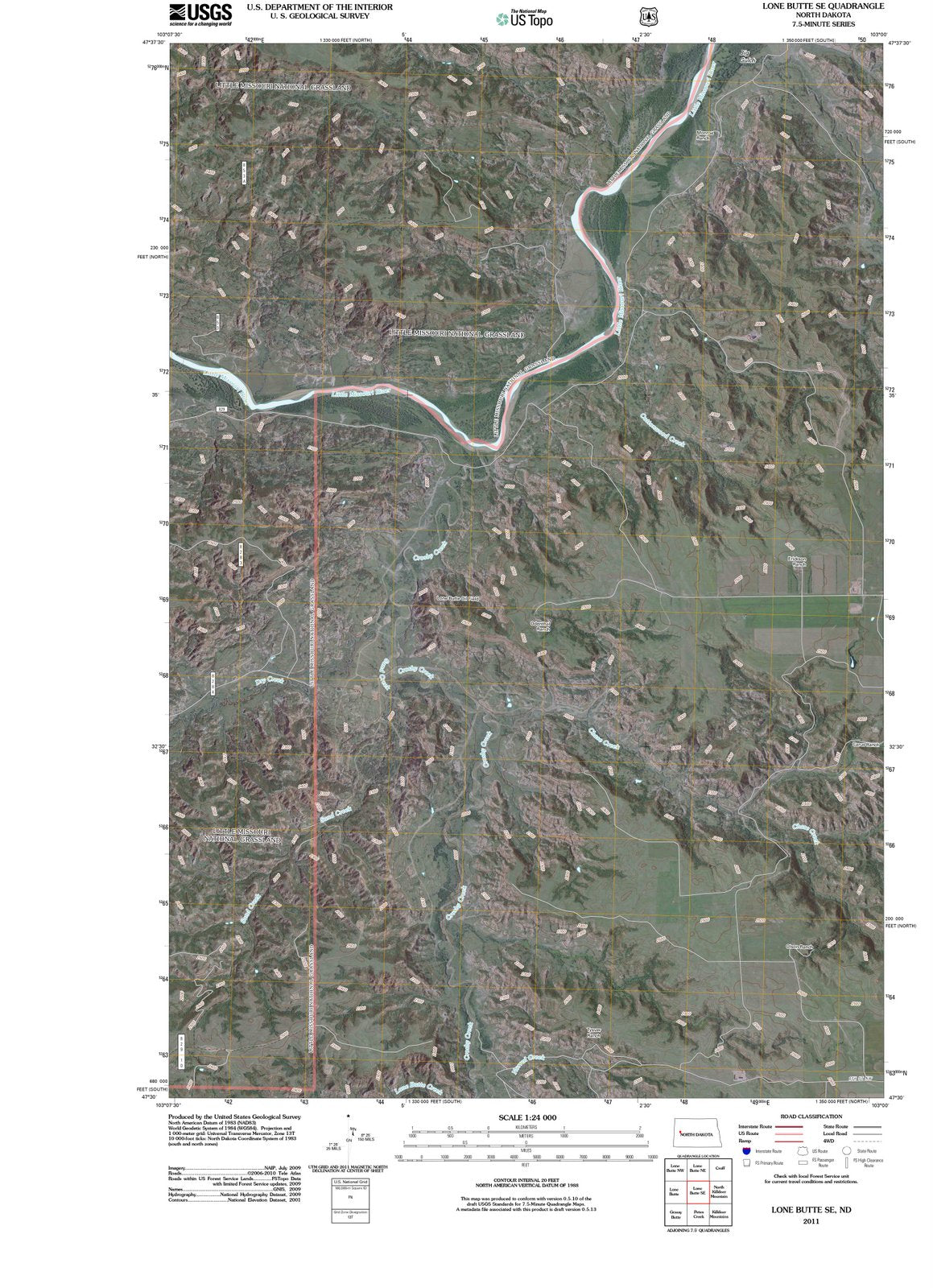 2011 Lone Butte, ND - North Dakota - USGS Topographic Map v4